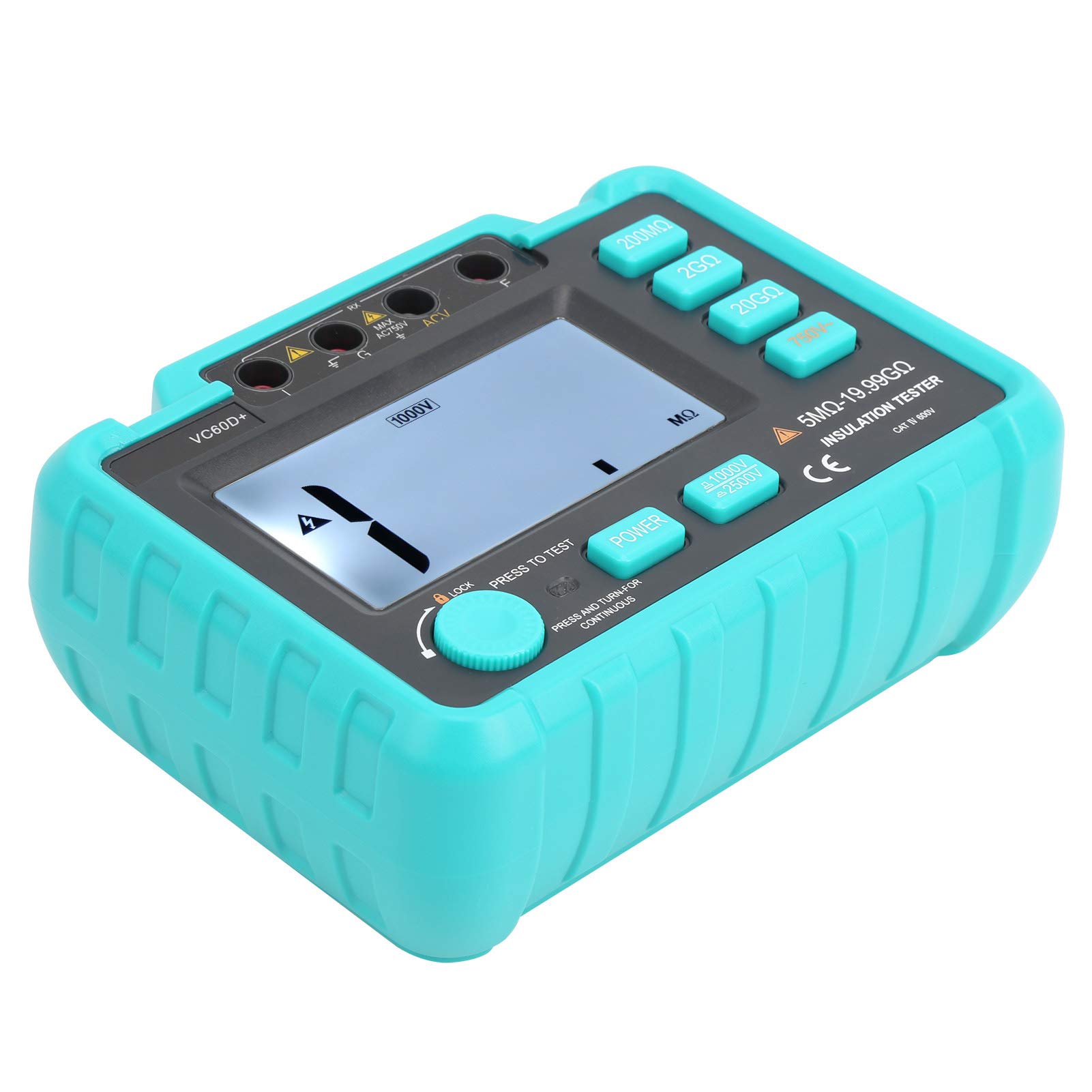 Hyuduo Probador de Aislamiento Digital Medidor de MegOhm, ABS, Prueba de Alto Voltaje hasta 2500 V para Motores Eléctricos e Instalaciones Eléctricas