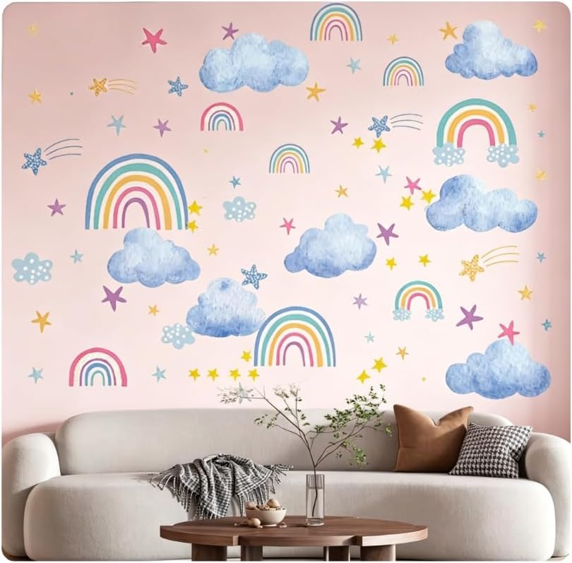 Glow in The Dark Rainbow Wall, Rainbow Wall Decor Stickers, Glow in The Dark for Ceiling, Glowing Stickers Kit, Luminous Fluorescent Stickers, DIY Wall Ceiling Decal Murals Living Room Decoration