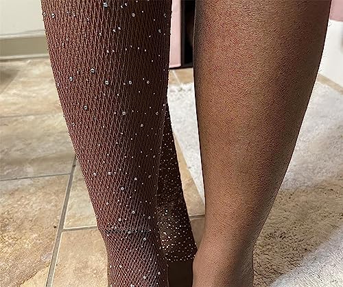 Image of Betteraim Women's Rhinestone Fishnet Tights Sparkle Fishnet Stockings Carnival Glitter Tights