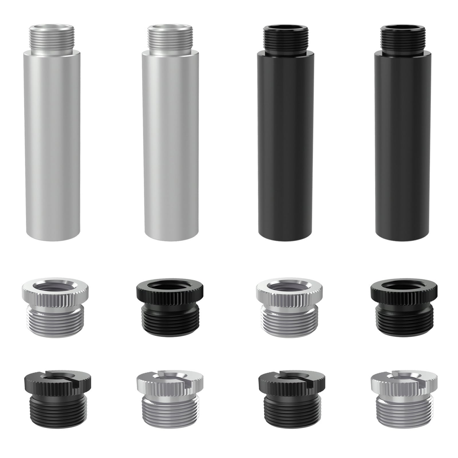 2Pcs Microphone Extension Tubes and 4 Pcs Mic Thread Adapter (3/8 Female to 5/8-27 Male), Mic Stand Extender