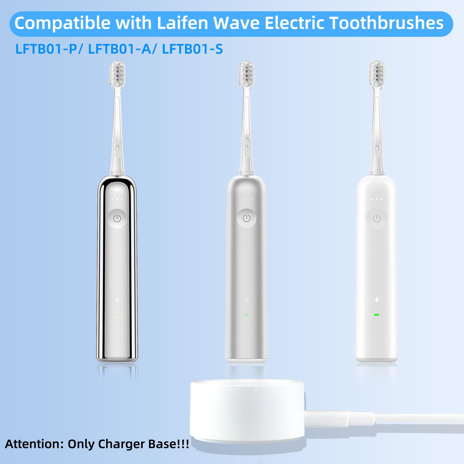 Ladestation für Laifen Zahnbürsten, Ladestation und Ständer für elektrische Zahnbürsten, geeignet für LFTB01-S/LFTB01-P/LFTB01-A, inklusive USB-C-Kabel und Adapter, Weiß