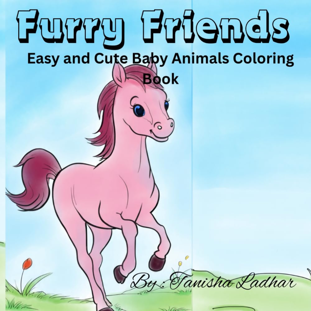 Furry Friends: Easy and cute baby animals coloring book