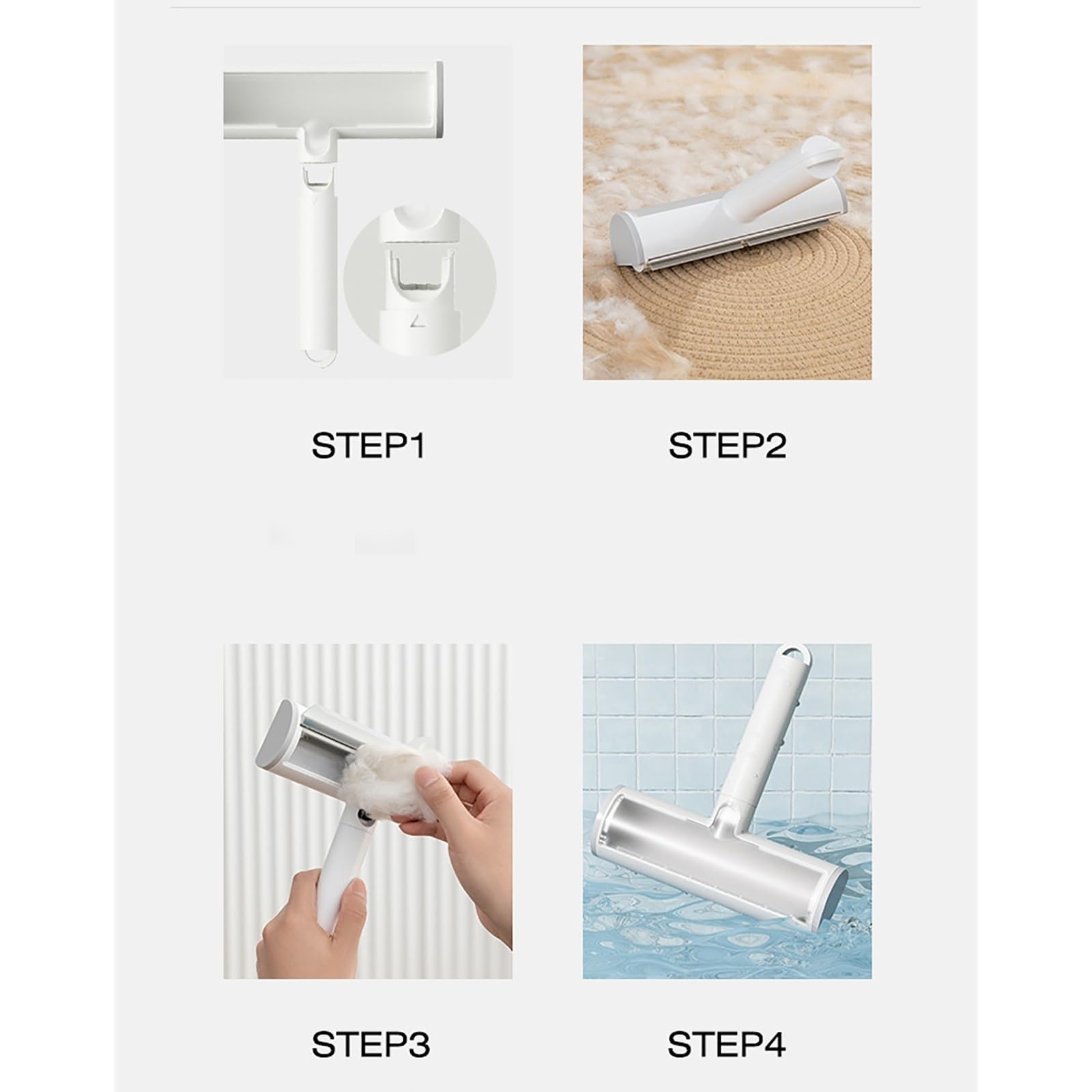 Fusselrolle Klebrige Haarbürste for Haustiere, klebriger Haarreiniger, Kleidung, Laken, Sofa, Teppich, Fusselentferner (Color : White, Size : 19x8x20.5cm)