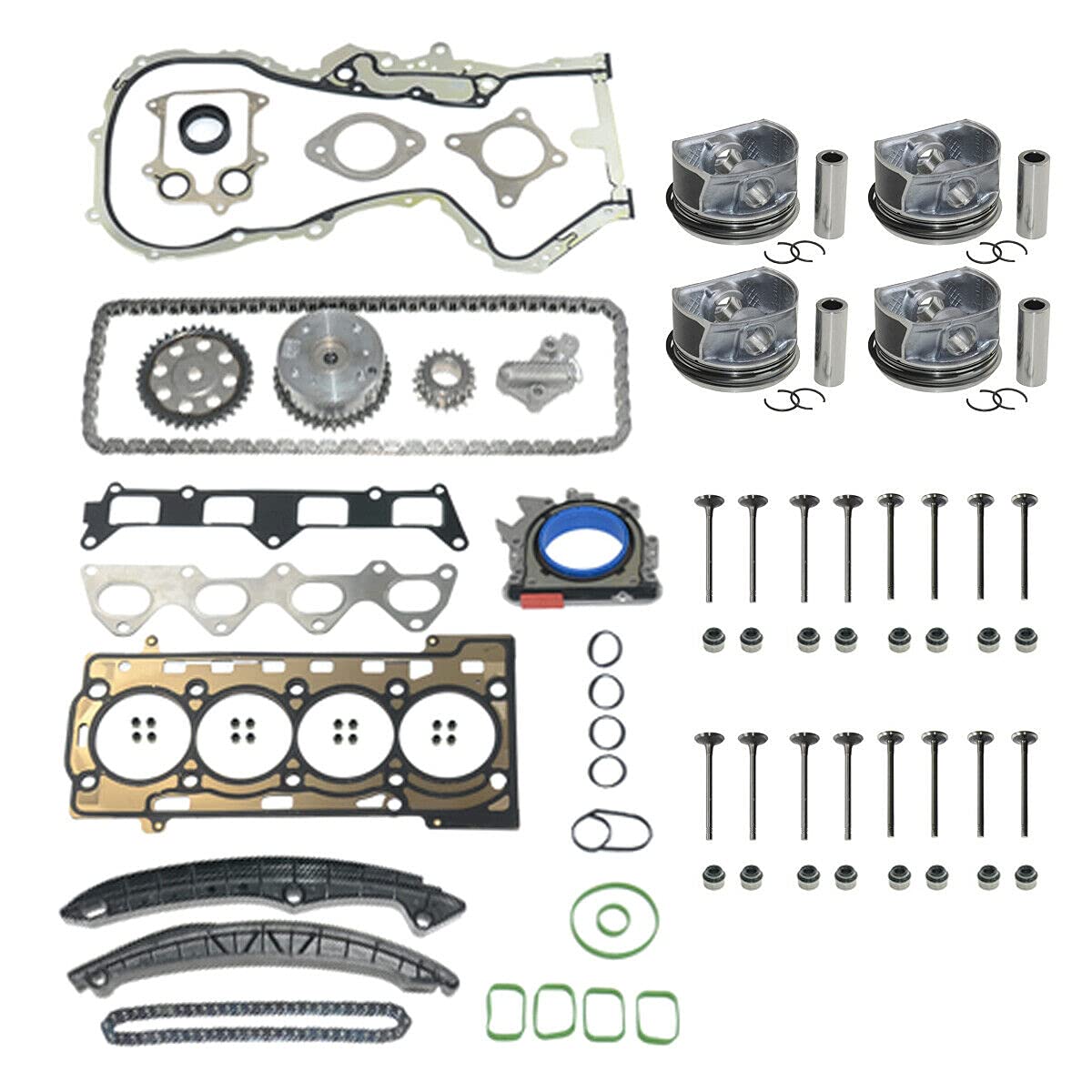 Kit de reparación de motor Pistones STD + Kit de cadena de distribución + Recambio de juntas de culata para A1 A3 1.4 1.6 TSI TFSI FSI Motor: BMY CAV CAVA CTH CTHA