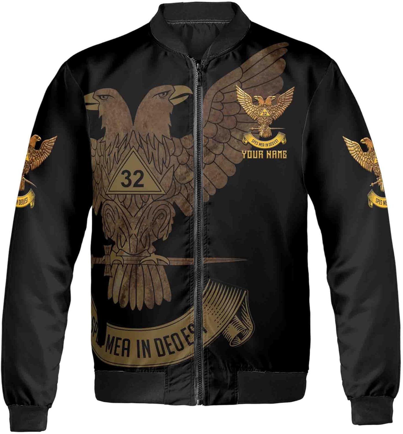 Custom Rite of Scottish 32 Degree Eagle Wings Up Masonic Unisex Bomber Jacket S-5XL