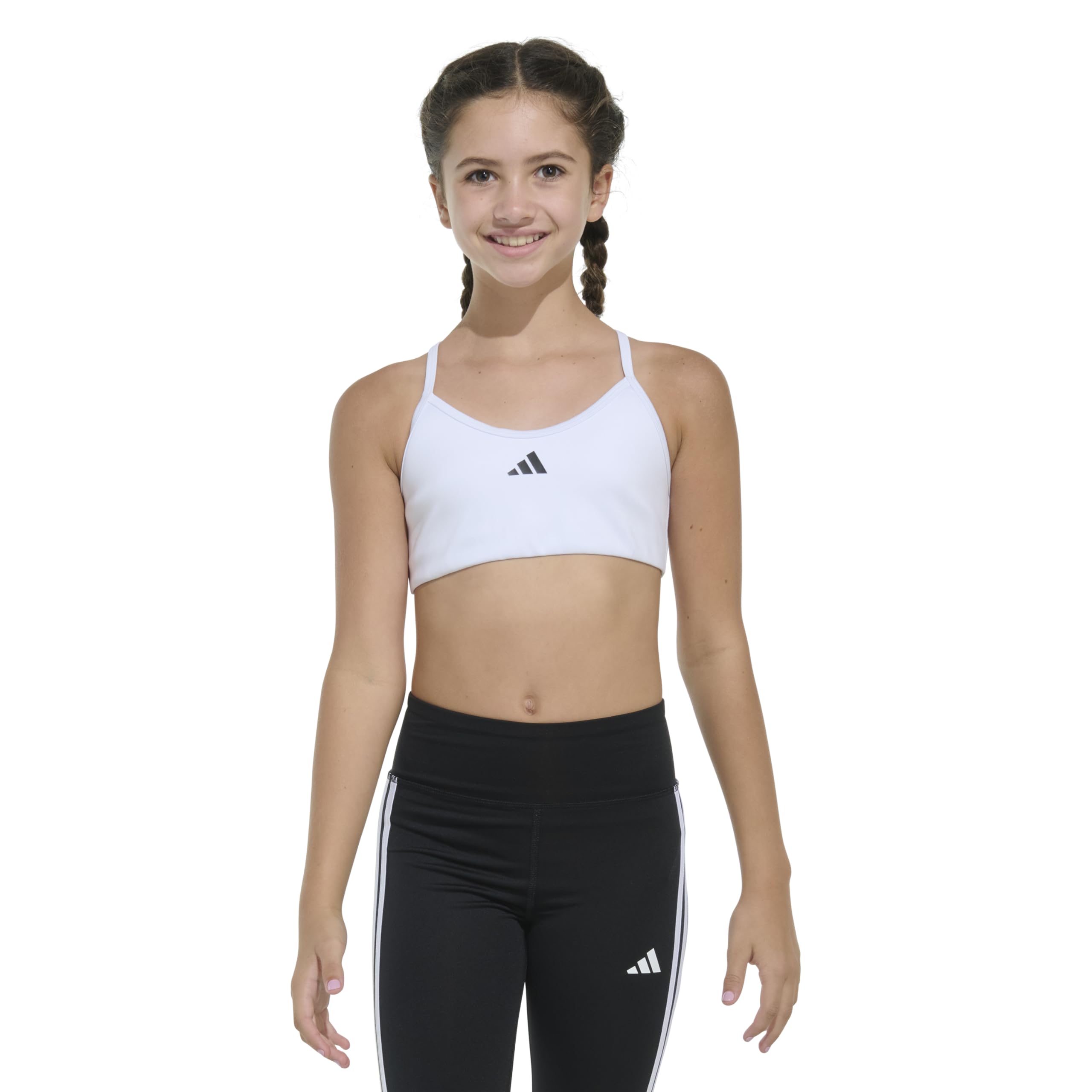 Adidas Wyściełany biustonosz sportowy Y Back Bra, Biały, Large Girl