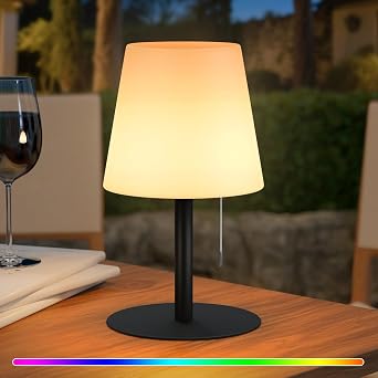 uuffoo Outdoor Tischlampe Kabellos LED Akku Shower Lamp Waterproof duschlampe Warmweiß & RGB USB-C Aufladbar 8-20h Betrieb für Camping Garten Balkon Terrasse (Schwarz)