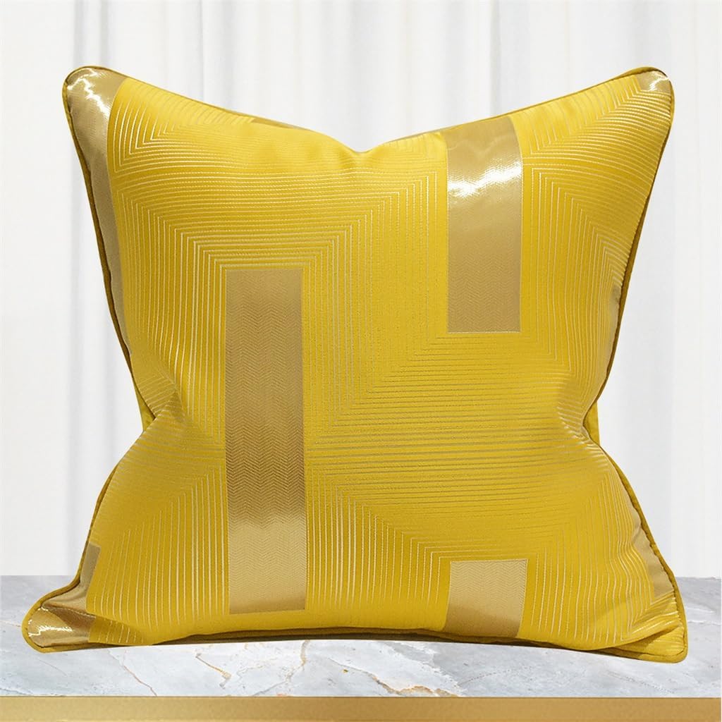 Yellow Bed Sofa Pillow Line Living Room Hotel Model Square Cushion Cover Case