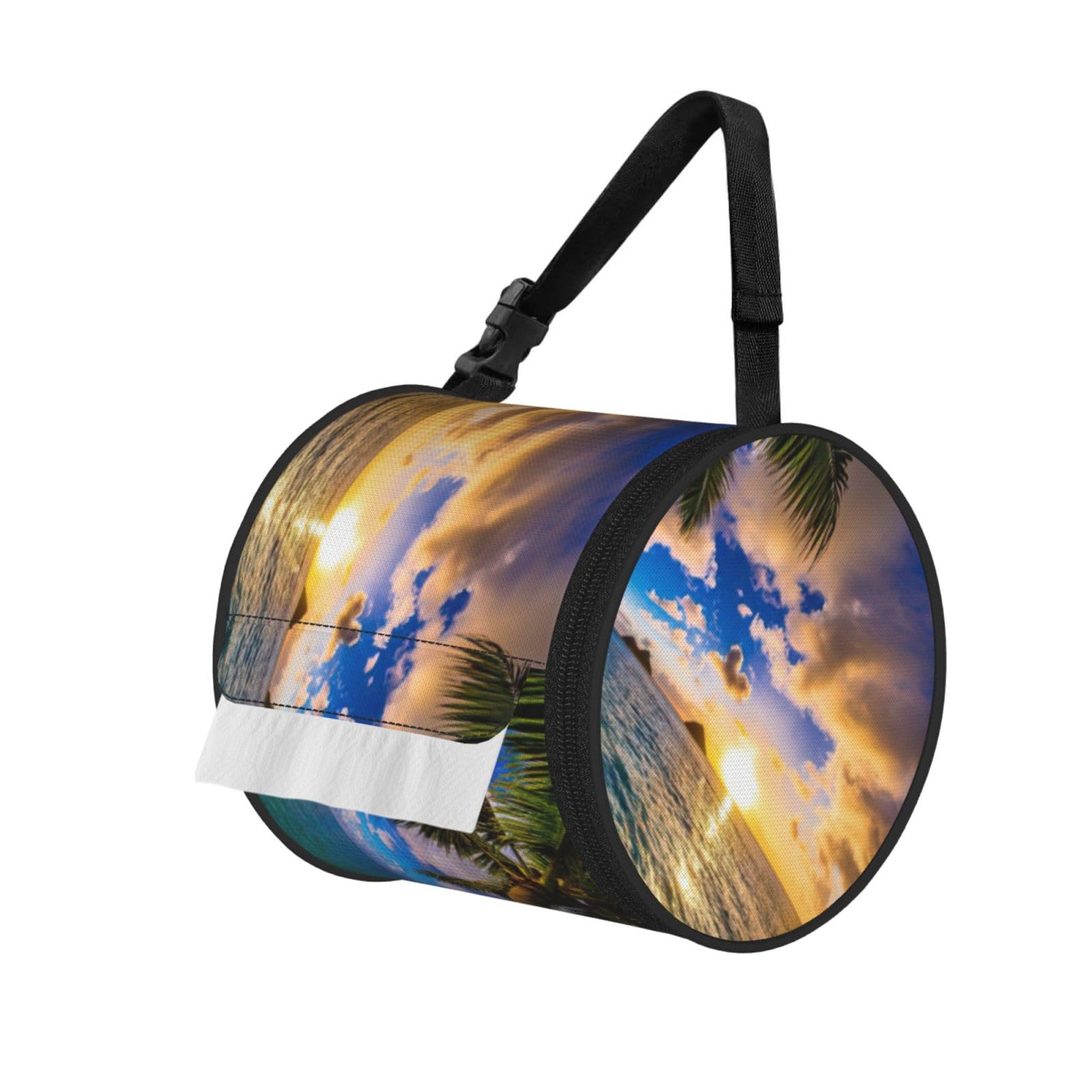 Tropical Hawaii Palm Tree Ocean Sea Sunset Print Fashion Tissues Organizer Box, Hanging Tissue Holder For Purse Coins For Car Office Daily Outing