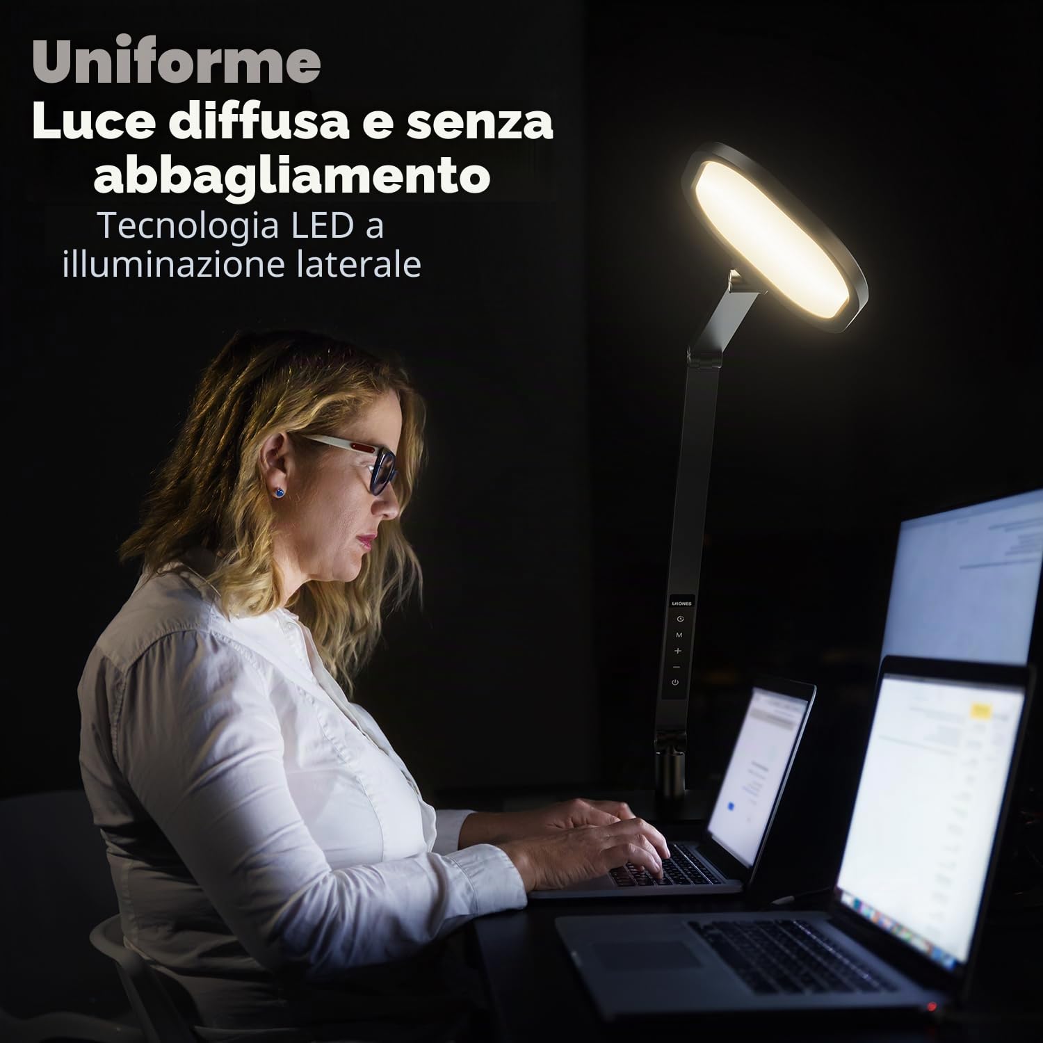 Lampada da scrivania a LED per ufficio domestico, luce da scrivania per videochiamata, 3 temperatura di colore 10 luminosità luce per computer, luci da scrivania a LED dimmerabili con funzione memoria