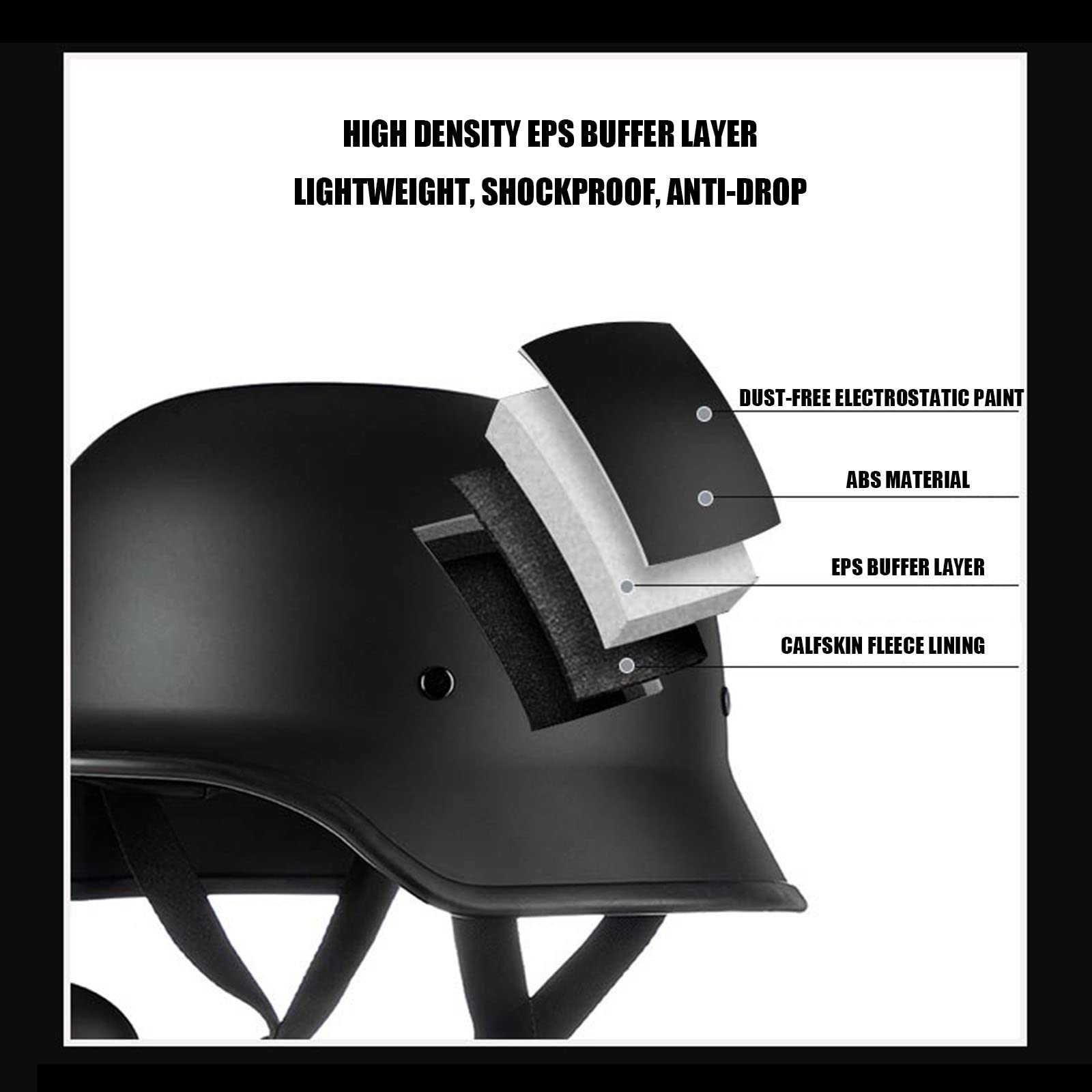 CASQUE ALLEMAND DEMI-VISAGE DE MOTO DOT (EM14501-2) - Escape Moto Gears