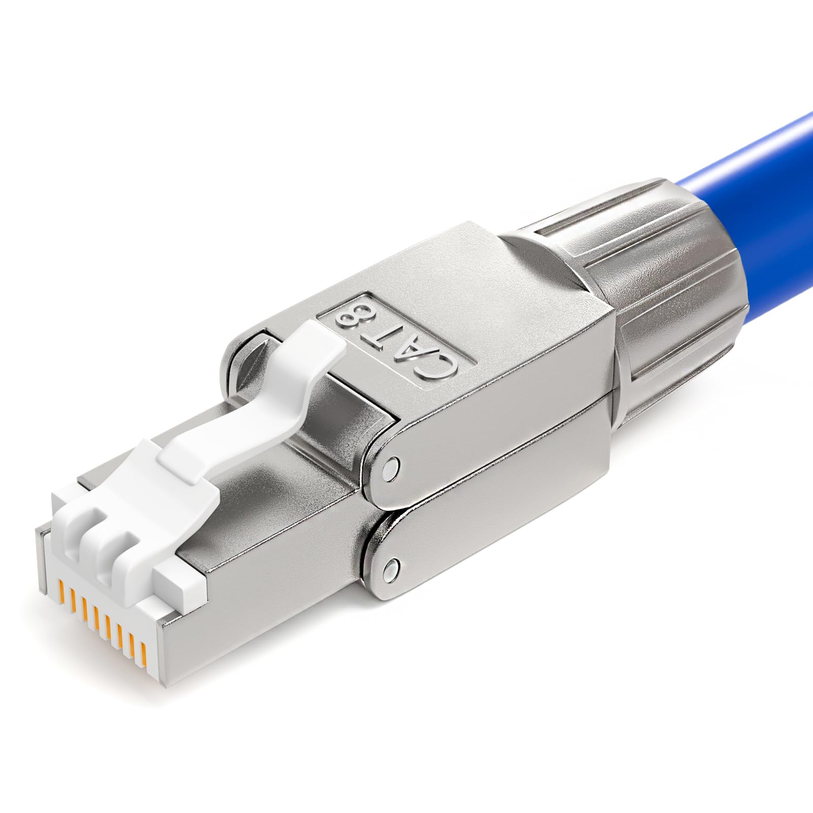 HB-DIGITAL 1 x CAT 8 RJ45 wtyczka sieciowa do sztywnego kabla LAN kabel instalacyjny Ethernet - bez użycia narzędzi LSA - 40 Gbit/s AWG 22-26 w pełni ekranowany STP 50μ pozłacane styki
