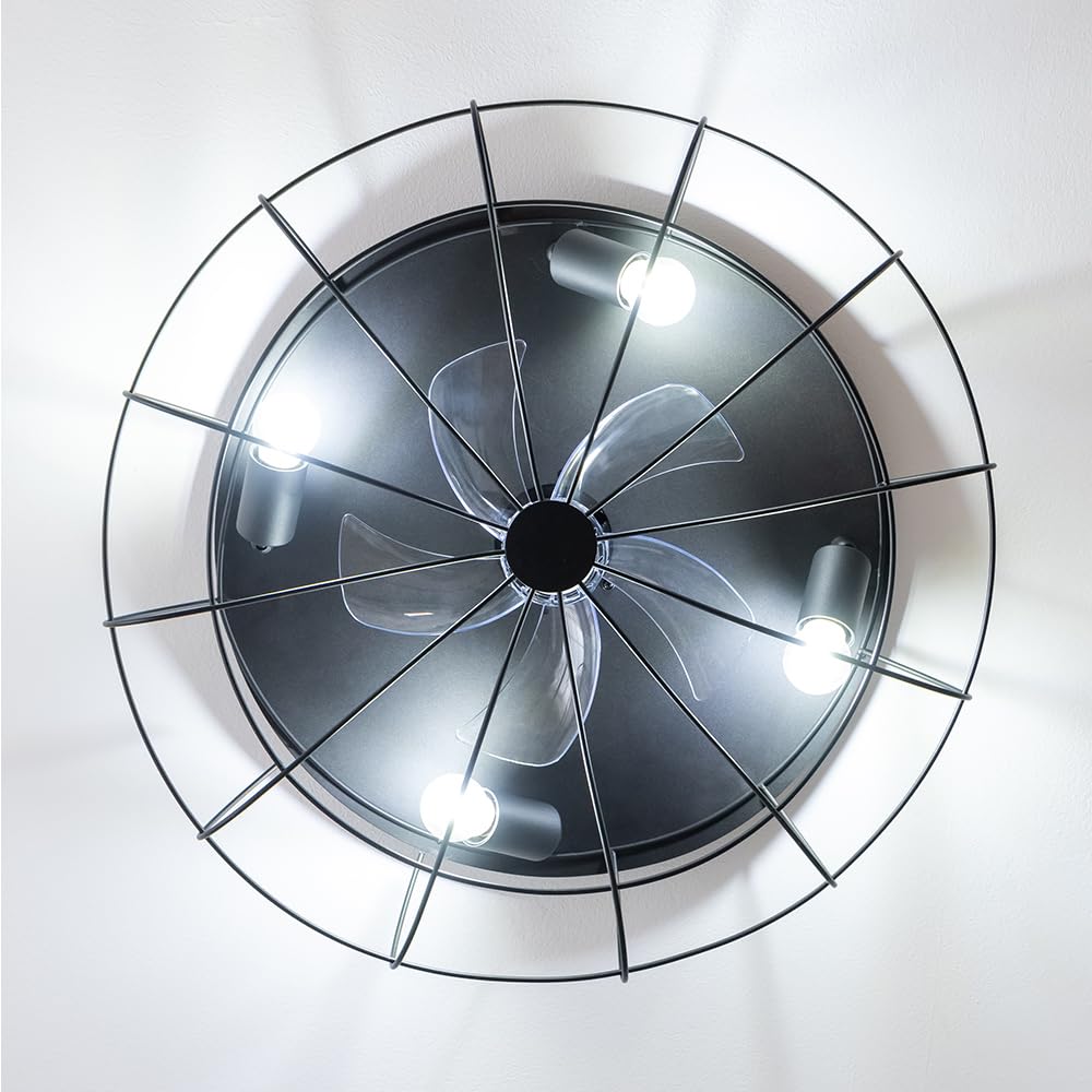 Cecotec - Wentylator sufitowy Light EnergySilence Aero 600 Iron Design - 20 W, silnik prądu stałego, lampa, 5 11-calowych łopatek, pilot, 3 prędkości, timer, tryb zima/lato