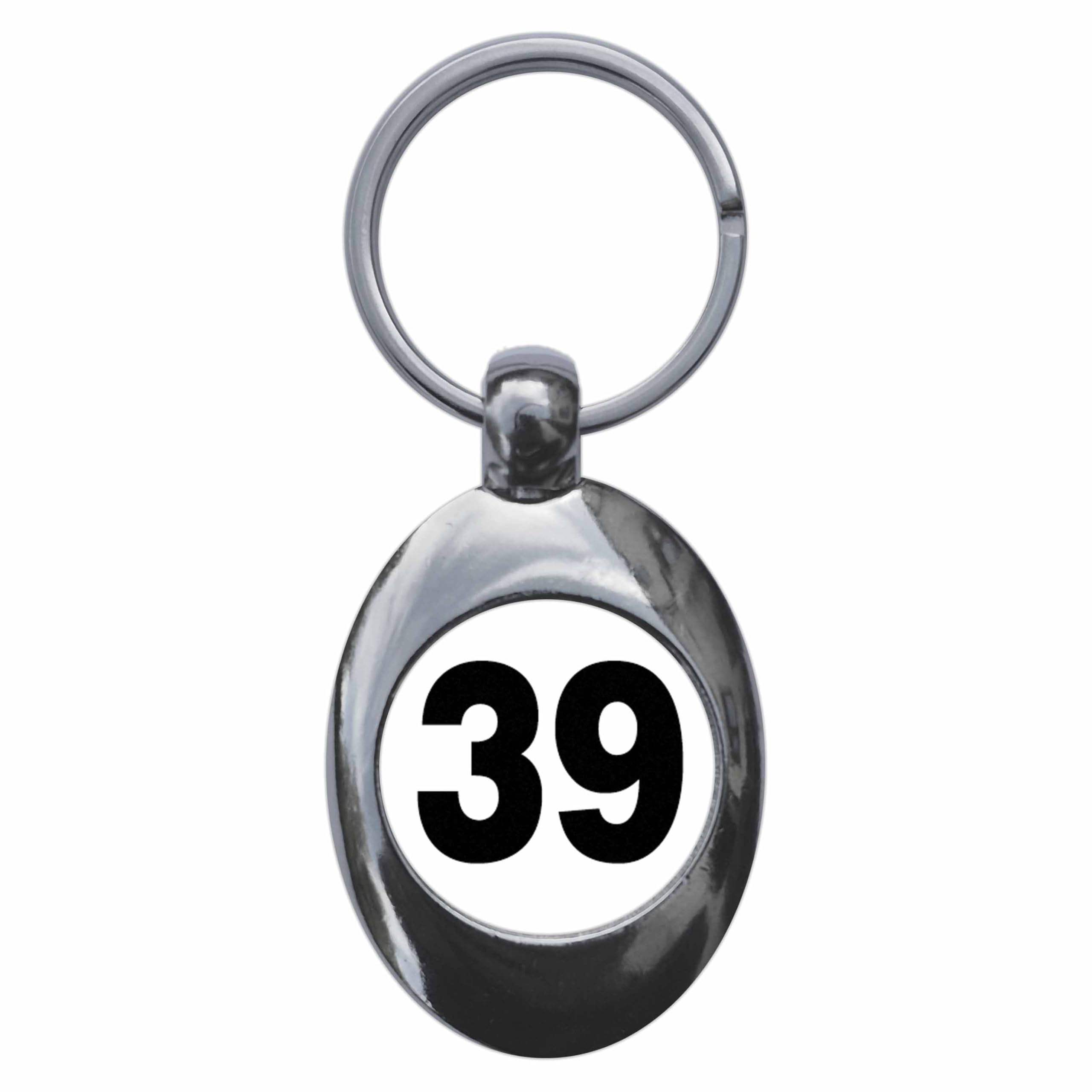 Ozorath Plain Number 39 Thirty Nine Keyring Keychain Key Ring Chain With Trolley Coin