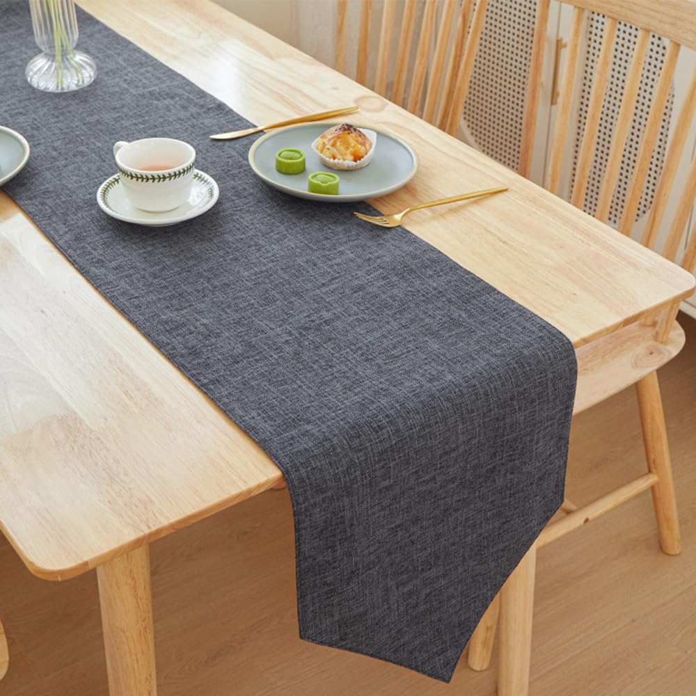Odot Pure Colour Autumn Table Runner, Seasonal Fall Winter Machine Washable Kitchen Dining Table Decoration long tablecloth, for Thanksgiving Events Home Decor (30x160cm,Black)