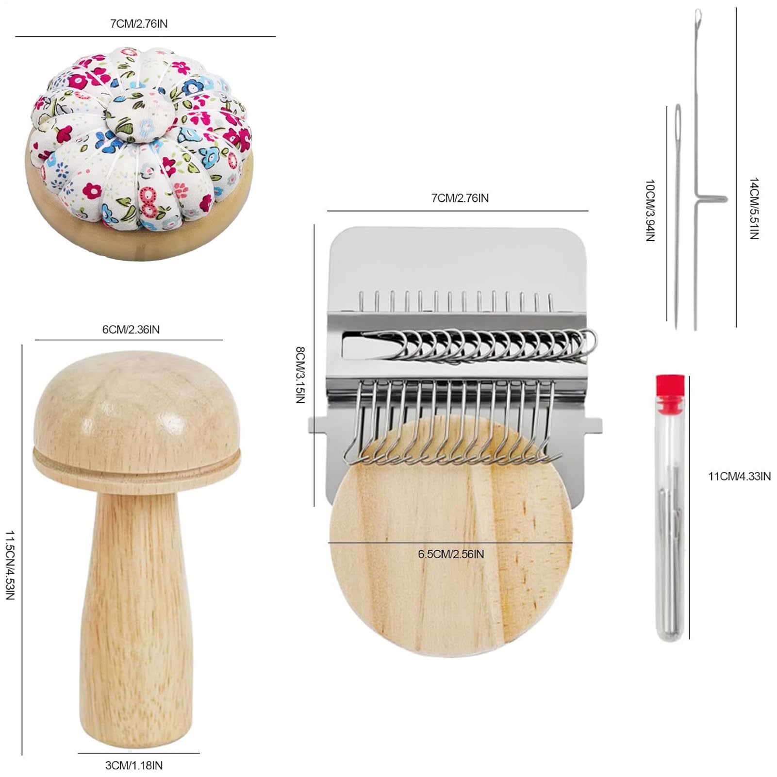 Tktouci Kit di Toppe per Maglieria - per Strumenti di Tessitura | con 14 Uncini, 14 Aghi e Kit di Riparazione con 50 Colori di Filo - Adatto A Principianti, Maglia, Madre, Padre, Tessuto, Stoffa,