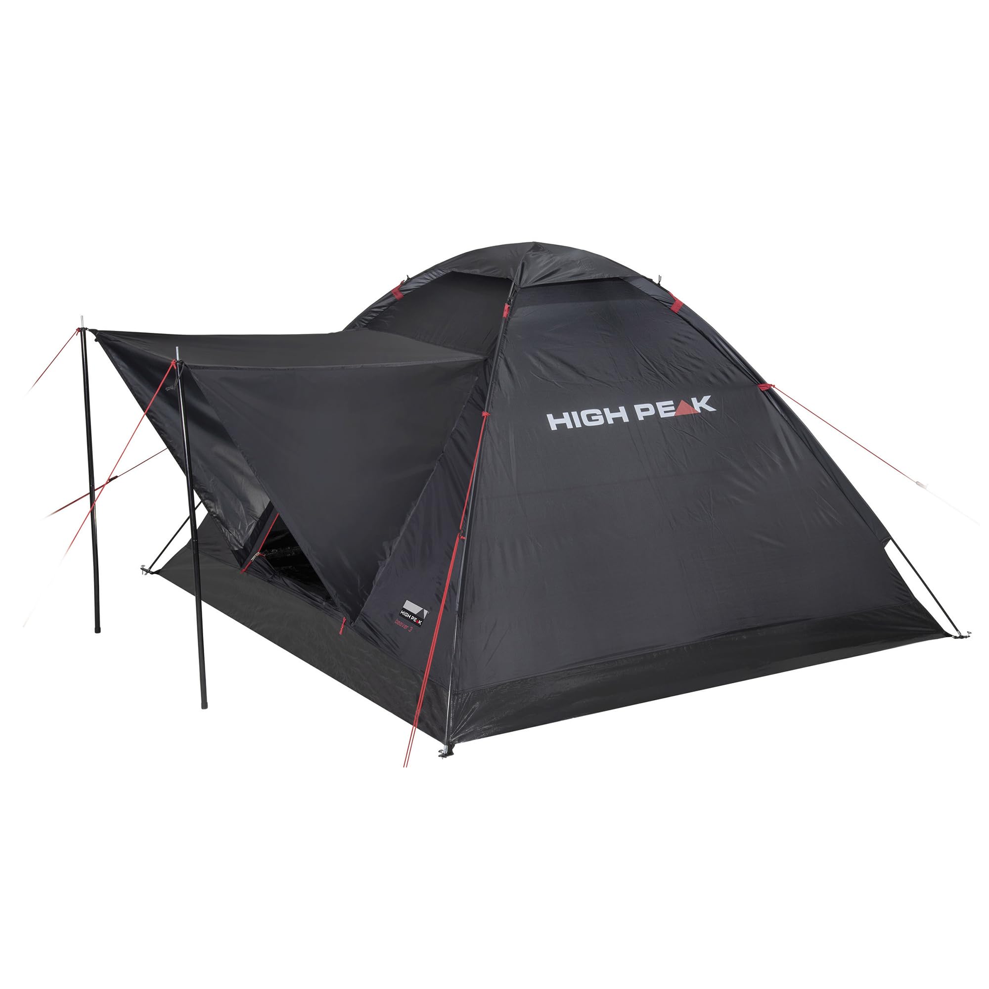 High Peak Kuppelzelt 3 Personen, leichtes Campingzelt mit offenem Vordach | 1500mm Wassersäule, Mesh-Eingang gegen Insekten, Dachbelüftung, 2,6kg, für Regenschutz, Festival, Wandern, Angeln, Reise