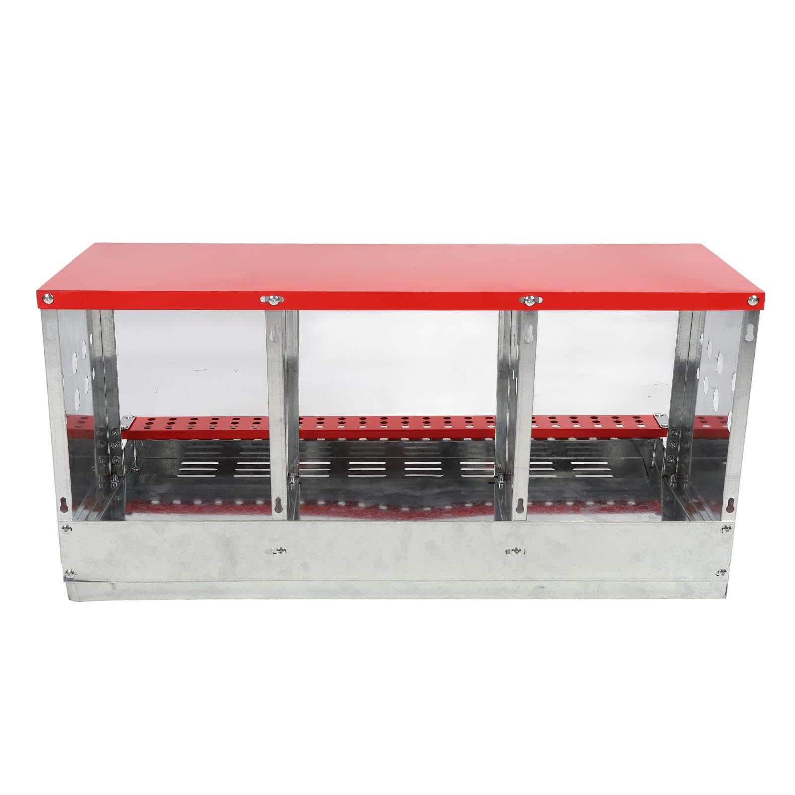 Caja de Anidación para Gallinas 3 Compartimentos, Caja de Puesta Bien Ventilada y Resistente para Recoger Huevos, Acero Galvanizado, Diseño con Percha para Gallineros