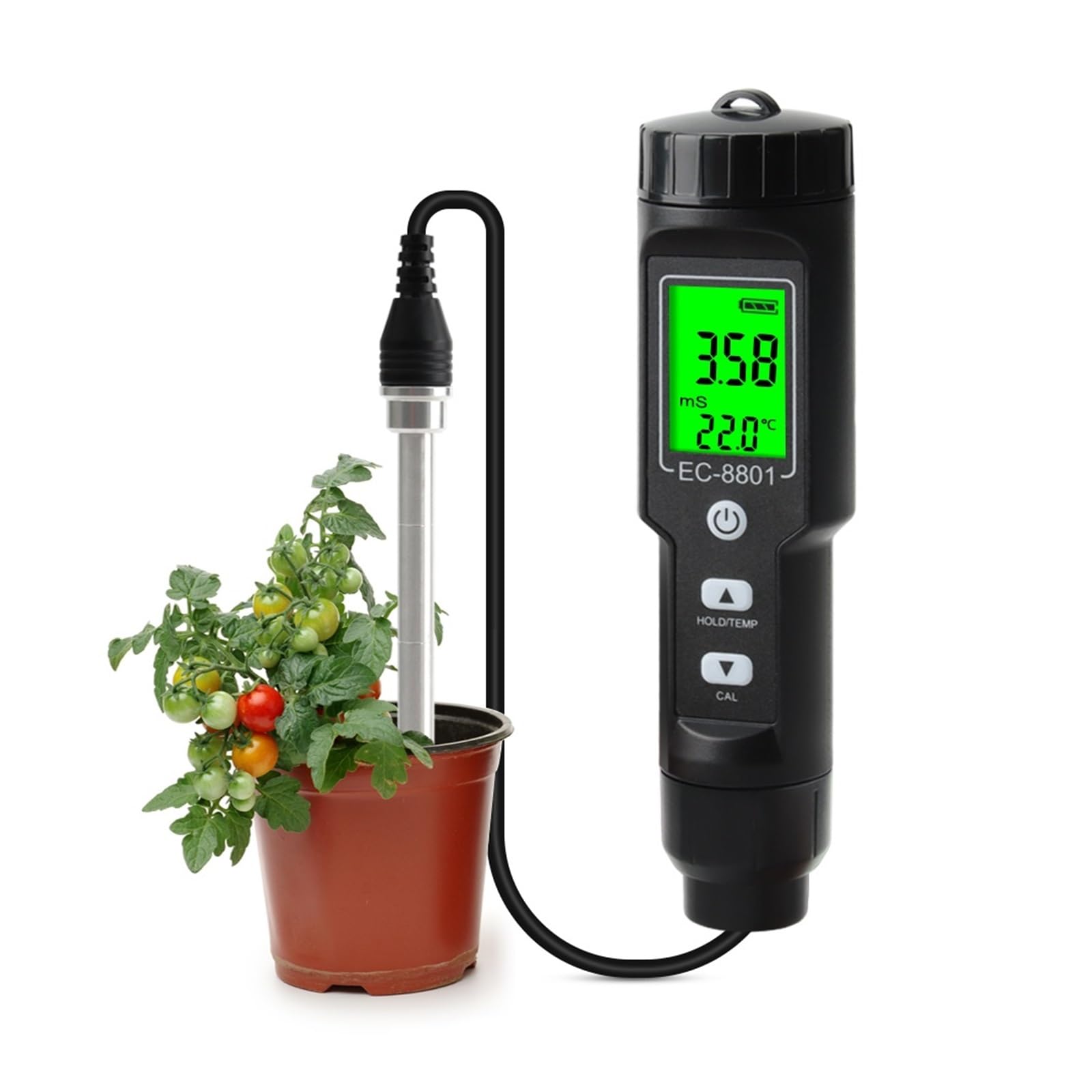 Humidimètre pour sol, Testeur de sol numérique, conductimètre, capteur de précision avec ATC for la culture hydroponique, la plantation et le jardinage Pour le jardinage et l'agriculture(EC-8801BB)
