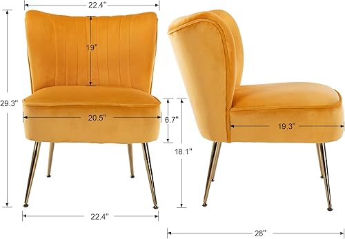 Miniatura 2 de CIMOTA Juego de 2 sillas decorativas de terciopelo modernas, sin brazos, con respaldo alado, sofá individual, silla de esquina cómoda con patas