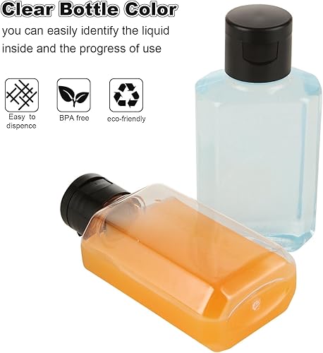 Miniatura 5 de 100 botellas de tamaño de viaje de 2 onzas, botellas de champú de viaje de plástico vacías a granel, mini desinfectante de manos, recipientes