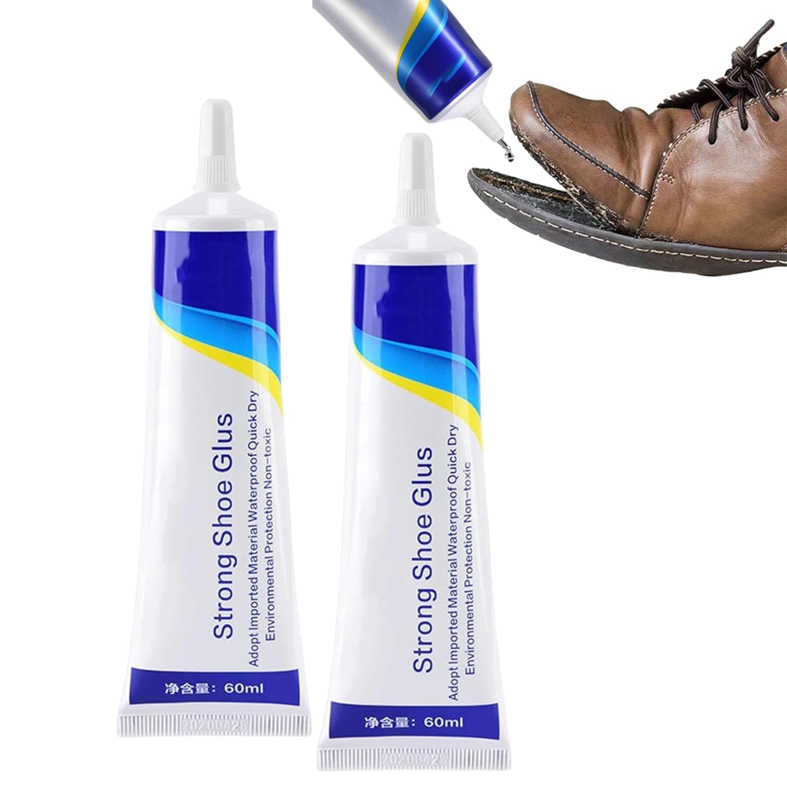 KASTWAVE Shoe Repair Adhesive, Waterproof Quick Dry Super Strong Shoe Glue, Multi-Purpose Strong Adhesive Glue, Waterproof Clear Shoe Repair Glue, for Sneakers, Hiking Shoes, Boots, Sandal (2 Pcs)