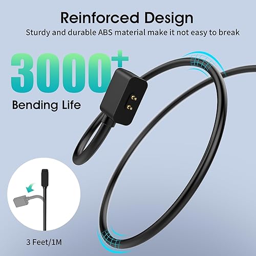 Miniatura 5 de TiMOVO Cargador de reloj inteligente compatible con XiaoMi Smart Band 8XiaoMi Smart Band 2, cable de carga USB magnético de 3.3 pies3.3 ft,