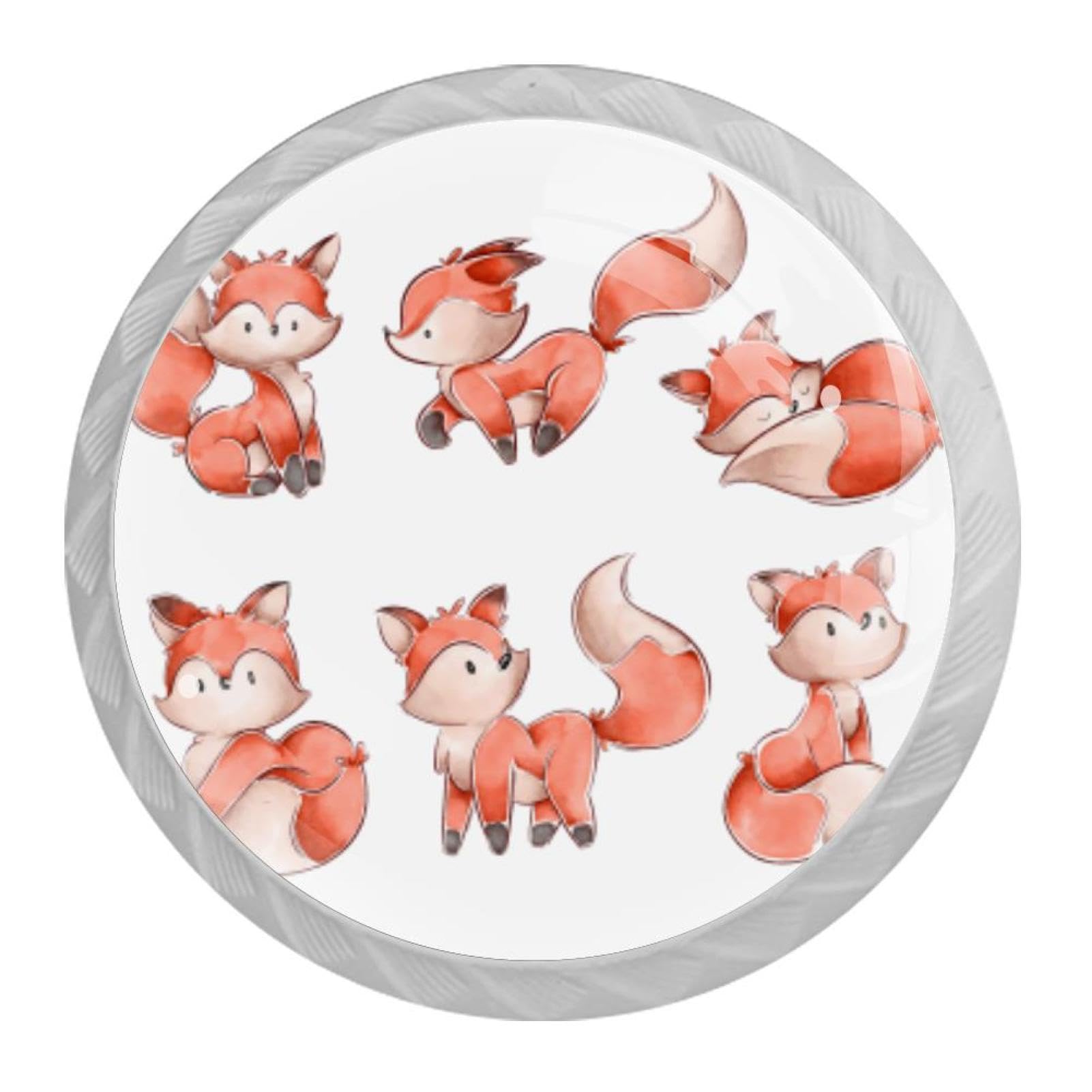 Tqmspg Multi13 4 Pieces Drawer Pulls Cute Fox Door Knobs Dresser Handles For Kitchen Wardrobe Cupboard Hardware Furniture