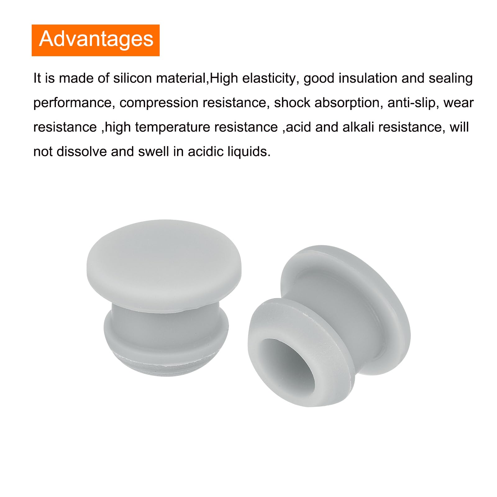 QUARKZMAN 50pcs Tapones de Silicona, Tapa para Ocultar Agujero de 10mm, Cubierta Impermeable de Bloqueo Sellado Suave Panel Redondo para Mubles Tubos Botella Cocina Baño Laboratorio, Gris