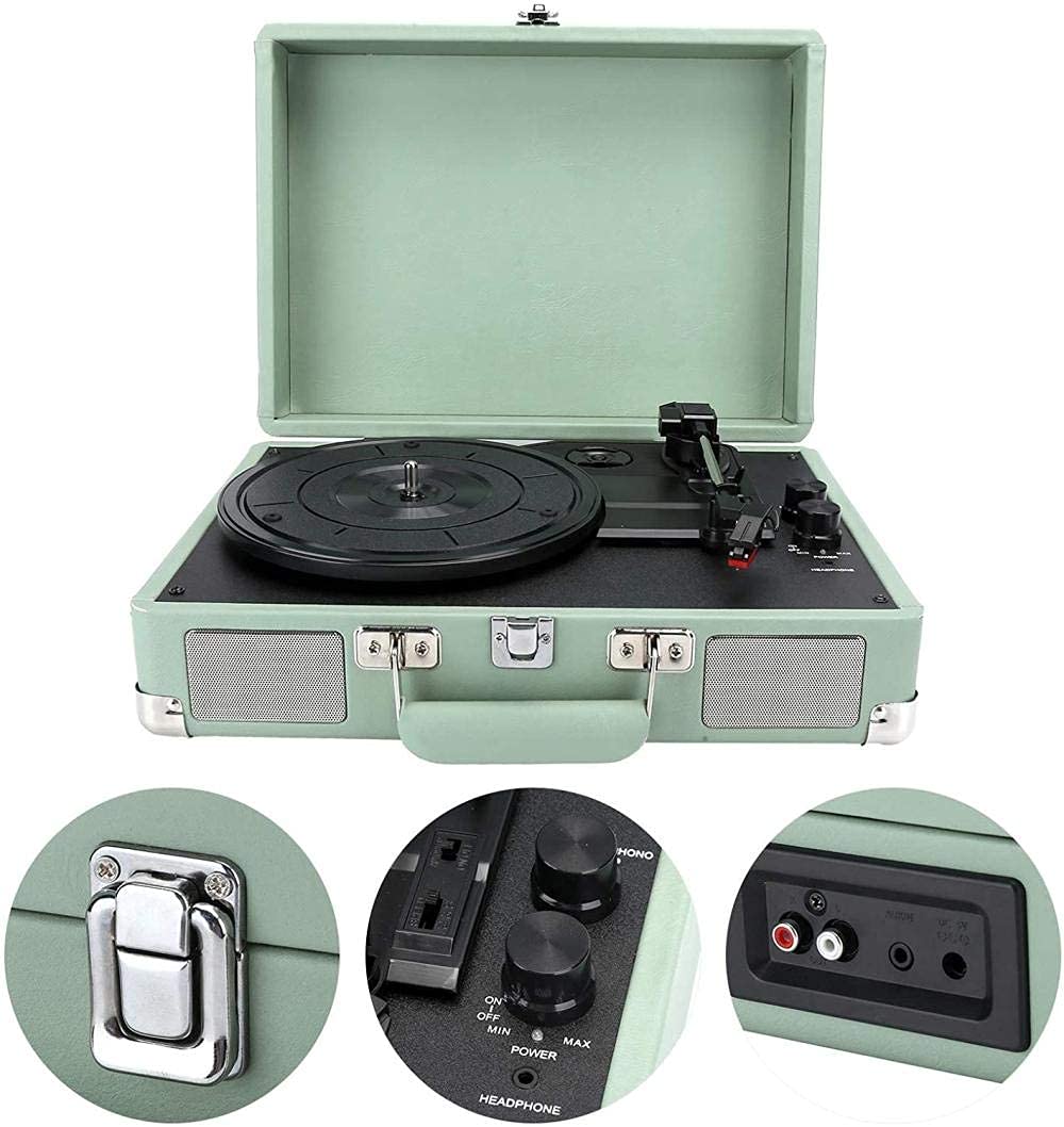 Grammofono fonografo Bluetooth 5.0 Giradischi Lettore Vinile Giradischi Musica Vinile per Dischi in Vinile 3 velocità Supporto 7 Pollici 10 Pollici 12 Pollici