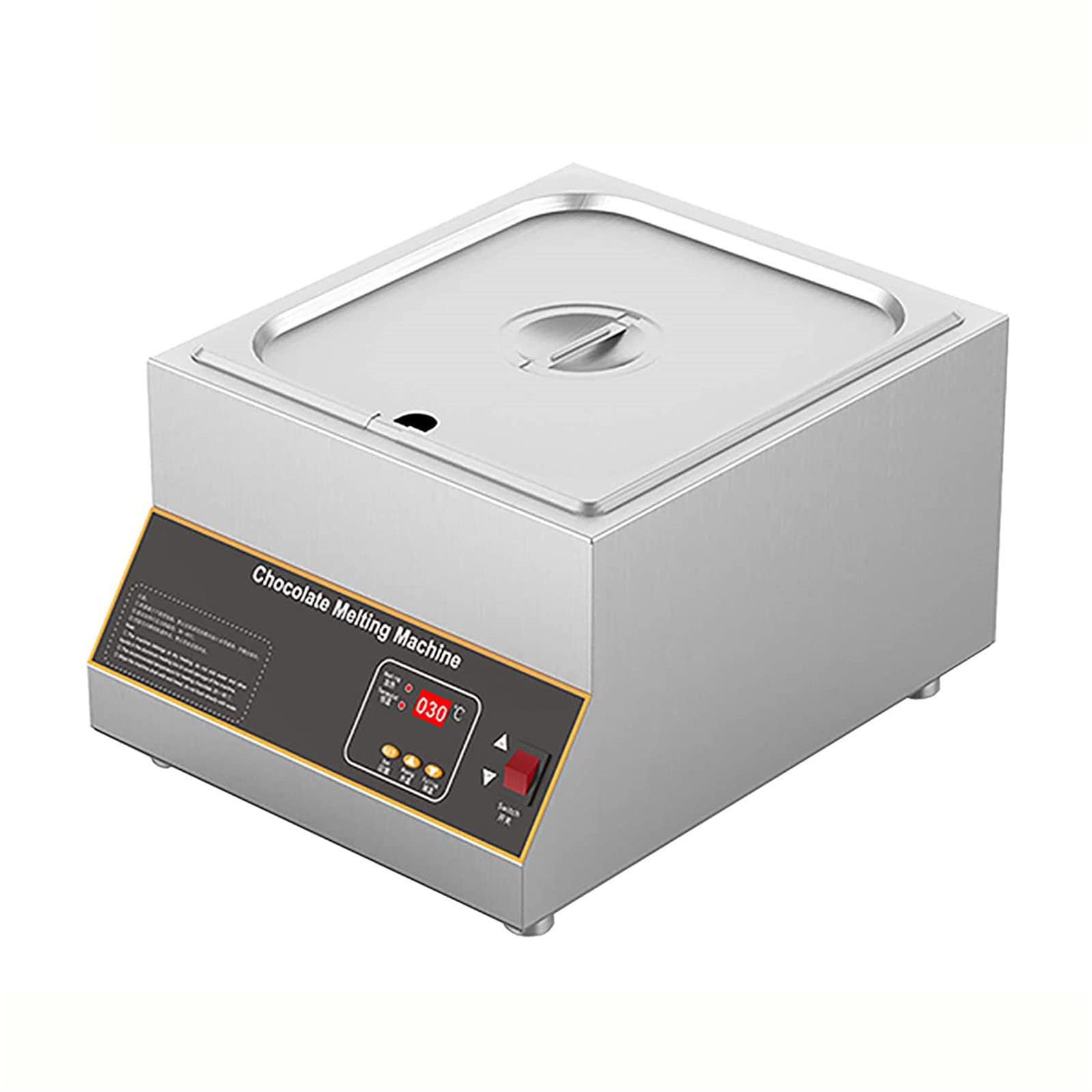 JINTAOMA Professional Chocolate Melting Pot, Commercial Home Use Manual Control Hot Melting Pot, Adjustable Temperature 0-95? with Lids Professional for Heating Chocolate Milk,1Grid