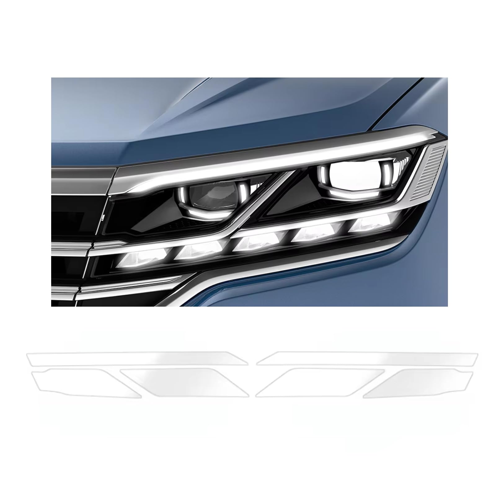 Headlight Film for VW Touareg R-line 2019-2025, 1Set Transparent/Smoke Black Car Headlight TPU Protective Film