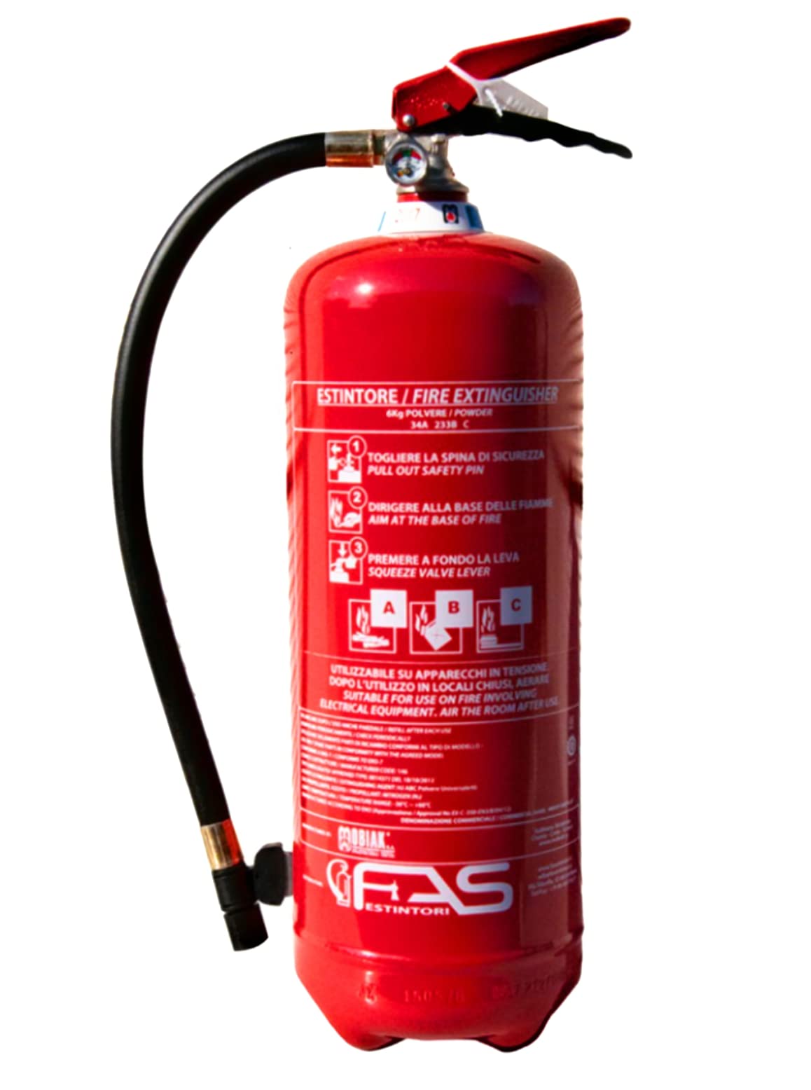 Estintore 6 Kg polvere NF + fissazione supporto + cartello