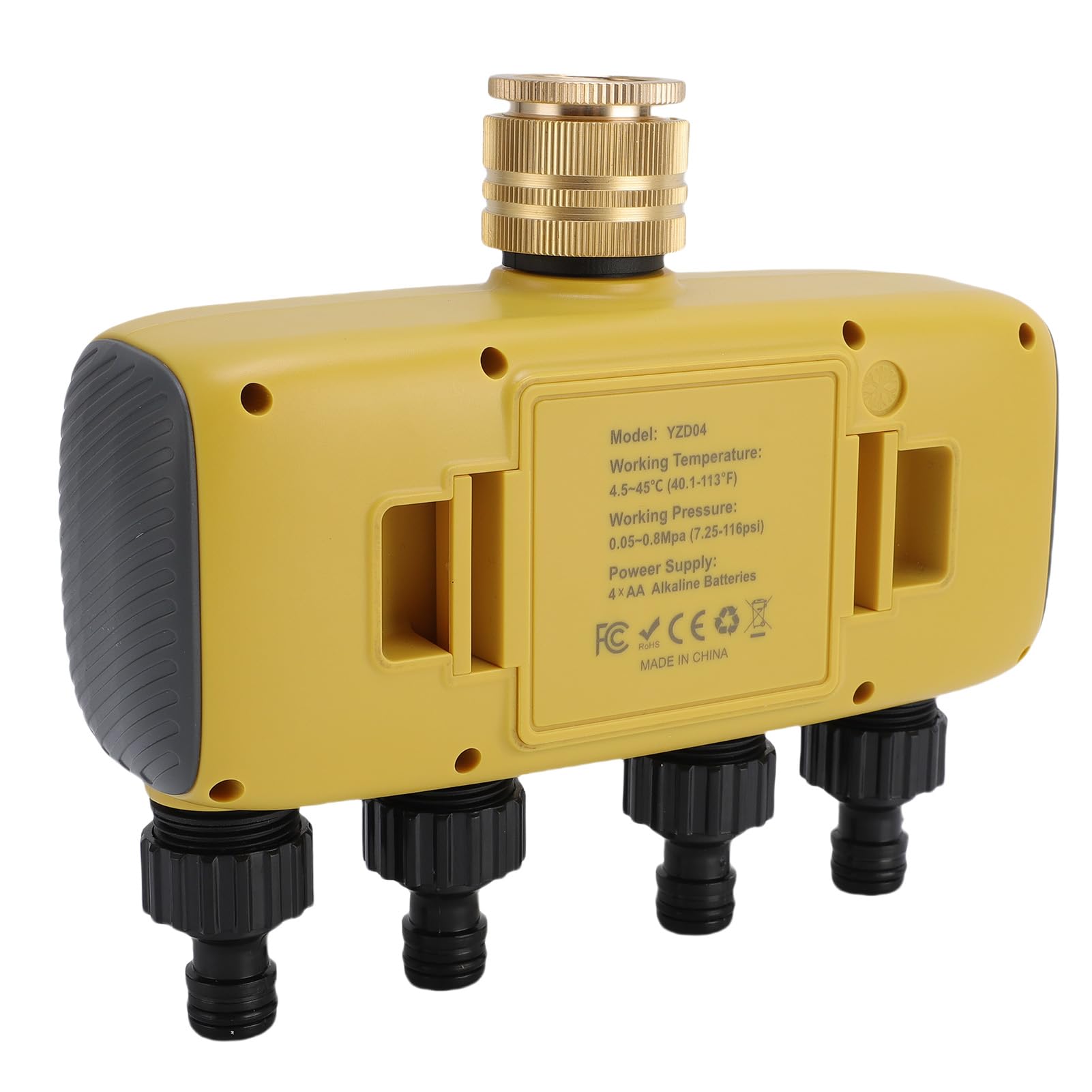Bewinner Timer per Irrigazione a 4 Zone, Timer per Irrigazione Programmabile Indipendente con Ingresso in Ottone da 3/4 Pollici, per da Esterno Impermeabile IPX5 con Ritardo Pioggia e Blocco Bambini