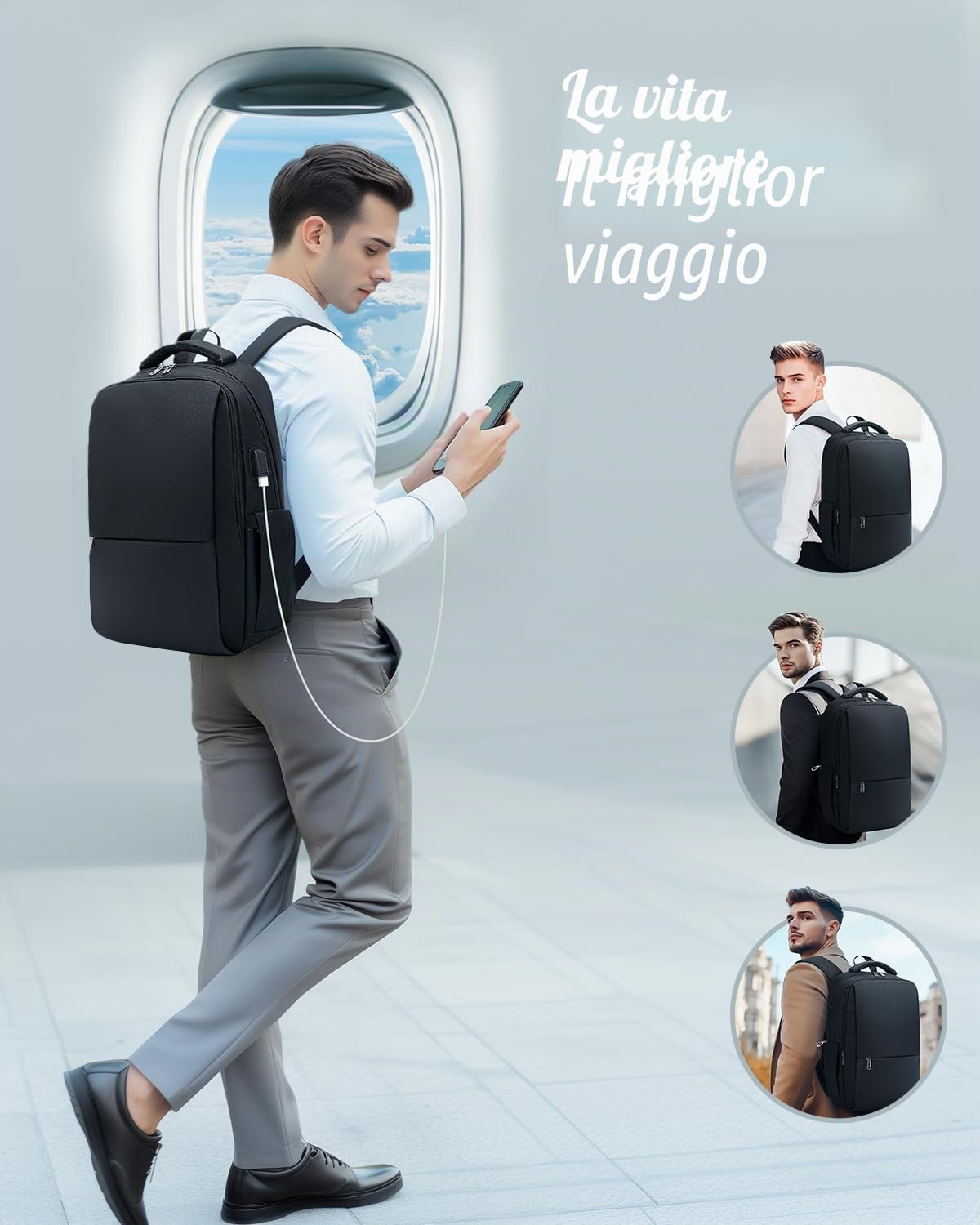 Besttravel Zaino Porta PC 15.6 Pollici Impermeabile Antifurto per Laptop Uomo Scuola Lavoro Viaggio