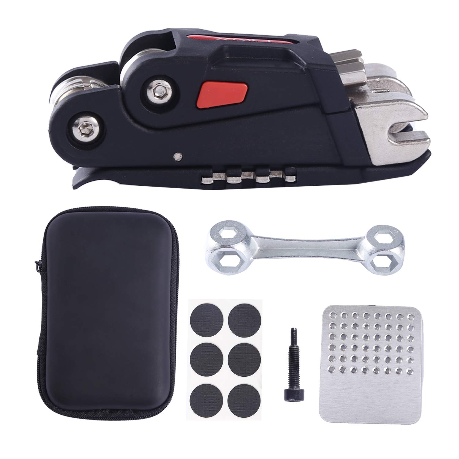 Kit Attrezzi per Bicicletta, Kit Riparazione Bici con10 in 1 attrezzo Multifunzione, Chiave Osso Multifunzionale e Leva del Pneumatico 3 in 1, Custodia Trasporto. 6 Mesi di Garanzia
