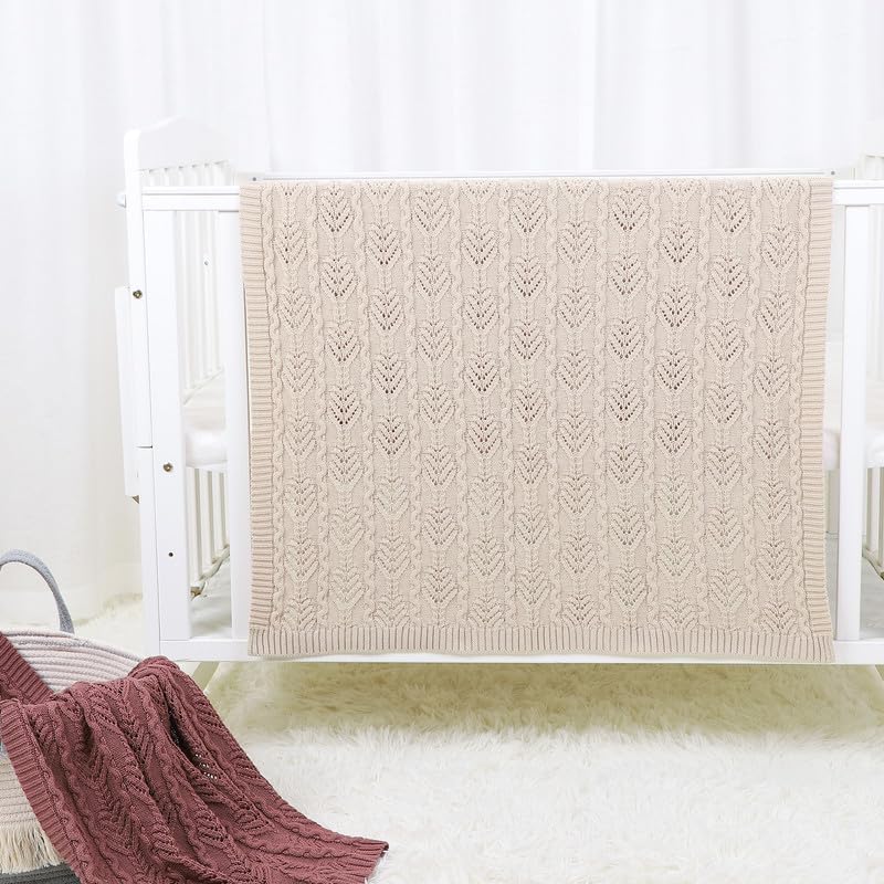 Miniatura 8 de Wugugu Manta para bebé recién nacido, para guardería, para bebé, niña, de seguridad, de ganchillo, bordado, para cuna, manta de bordado,