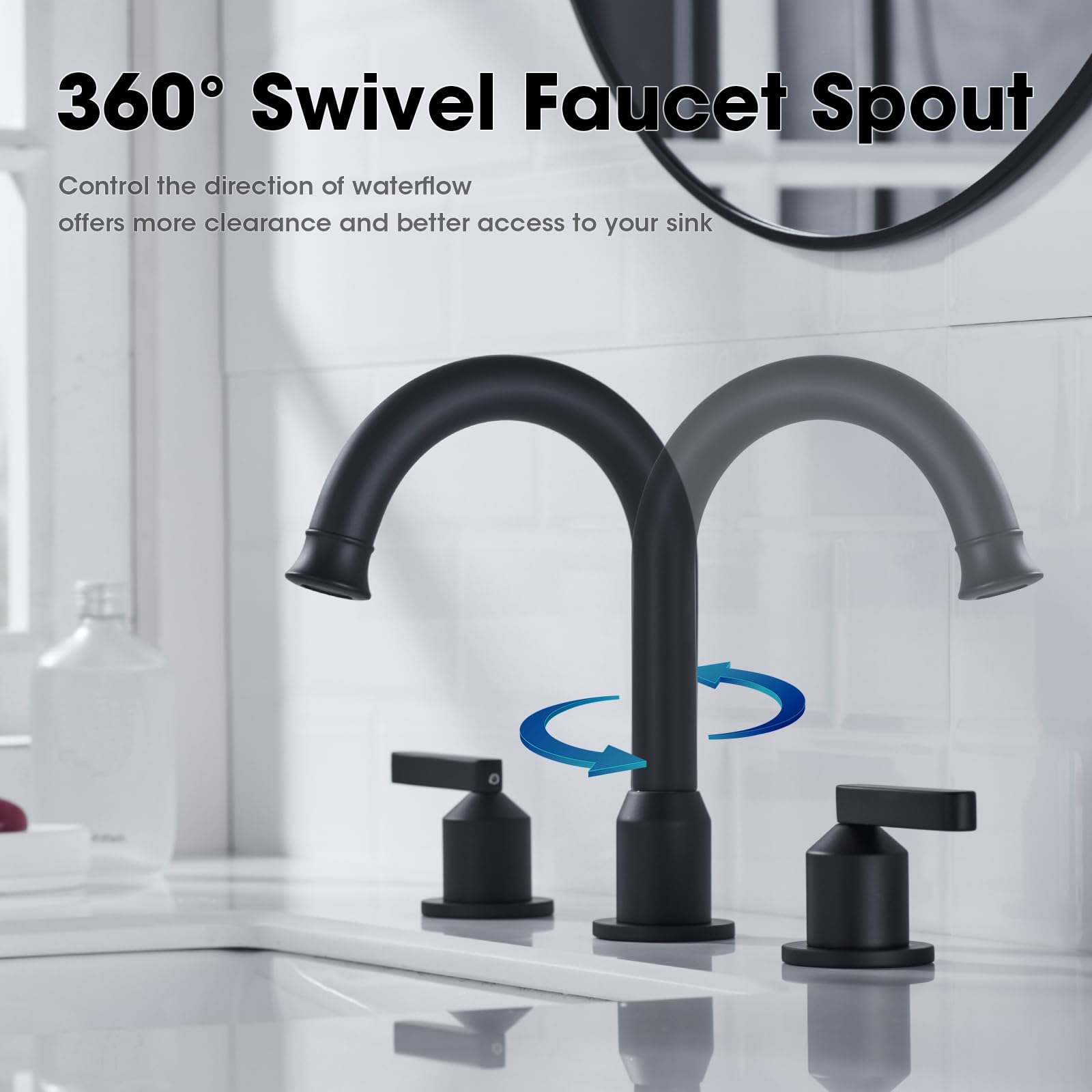 8 Inch, Brushed Nickel, Pop-Up Drain, 360° Swivel Spout 8 Inch, Brushed Nickel, Pop-Up Drain, 360° Swivel Spout