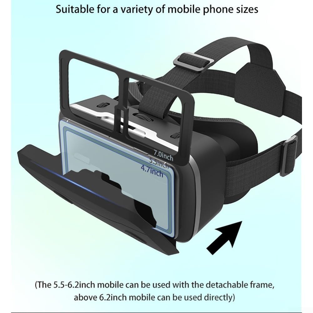 Visore VR per telefono, occhiali per realtà virtuale con controller, occhiali 3D virtuali montati sulla testa, anti-luce blu, lenti HD (Whtie)