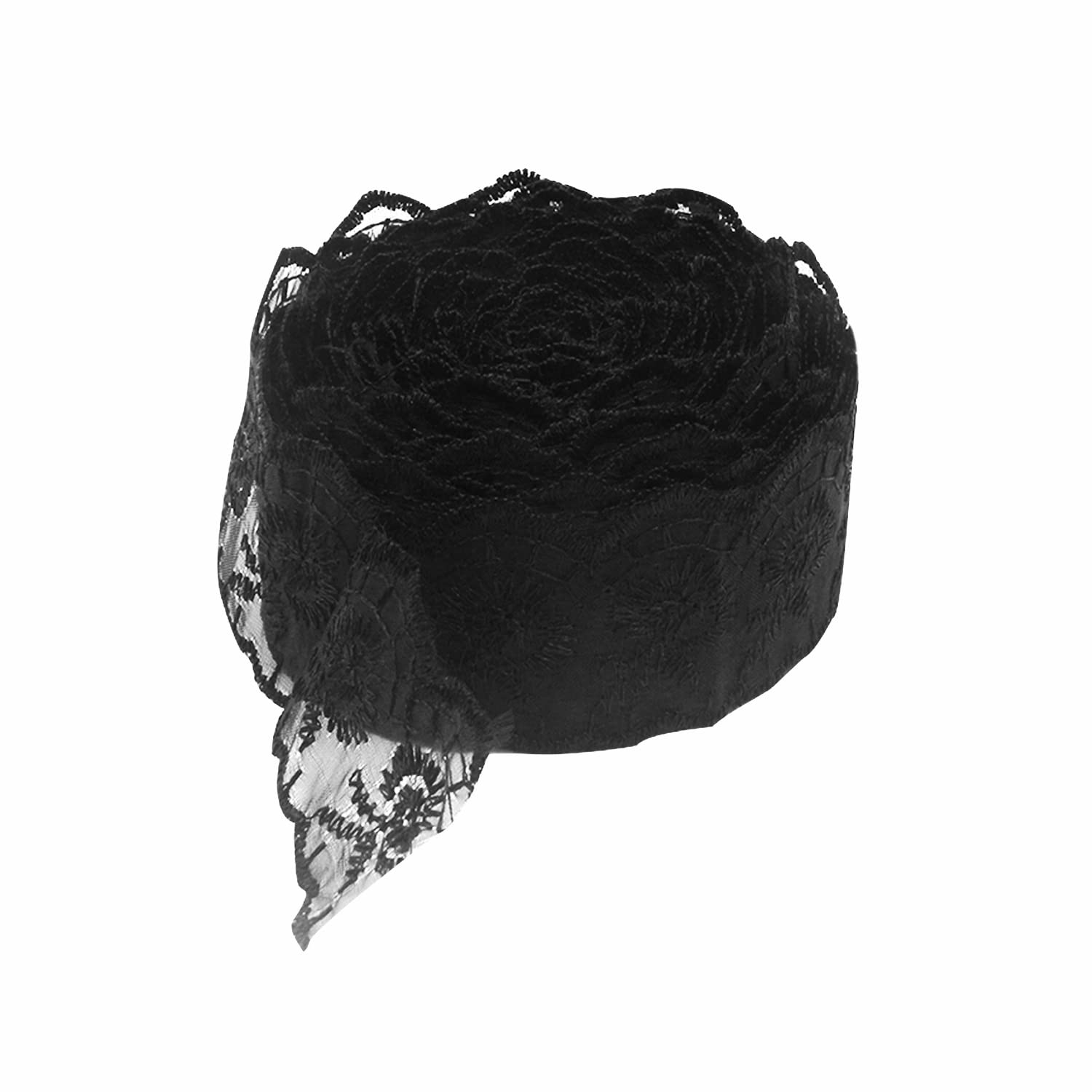 EKIND27.8 Foot Lace with Hollow Lace Dress Skirt Clothing Decoration Fabric, DIY Sewing Crafts Gift Wrapping (Black)