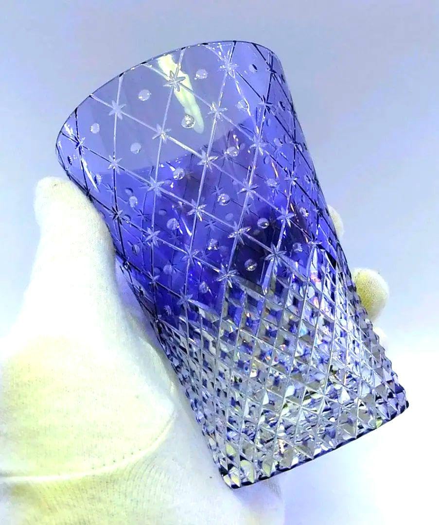 Amazon.co.jp: 伝統工芸士 篠崎英明 切子 フリーグラス 連星 ペア 金赤 
