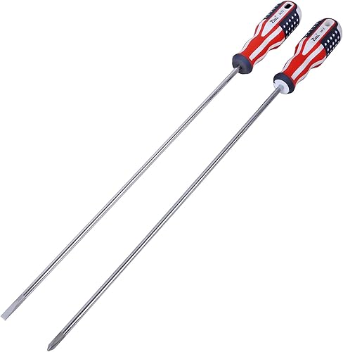 Miniatura 2 de Destornillador ranurado y Phillips, PH1 de 12 pulgadas de largo con cabeza cruzada y hoja plana, destornilladores magnéticos con mango de goma, 2