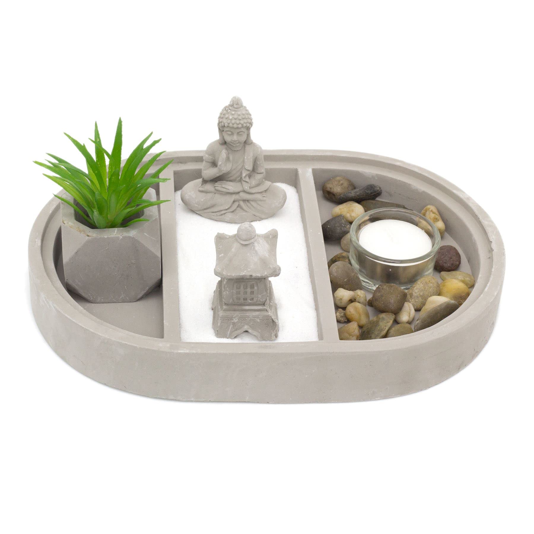 Buddha Zen Garden Kit | Miniature Desktop Zen Garden Set Tealight Candle Holder | Meditation Accessories Buddha Ornaments