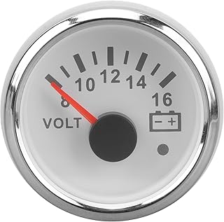 Voltímetro para Barco, Medidor de Voltaje a Prueba de óxido, Sensor de Alta Precisión, Medición Precisa, DC9 a 32V, Pantalla Clara para RV (Placa Blanca Cubierta Plata)