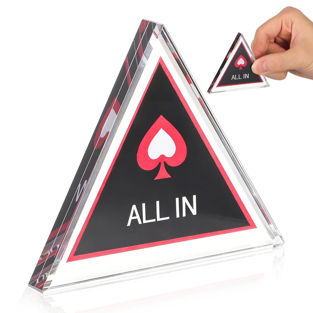 Yardwe Triangle Double Layer Poker Glass Dealer Button - Black White Glass Chips For Party Games Players Gatherings Present