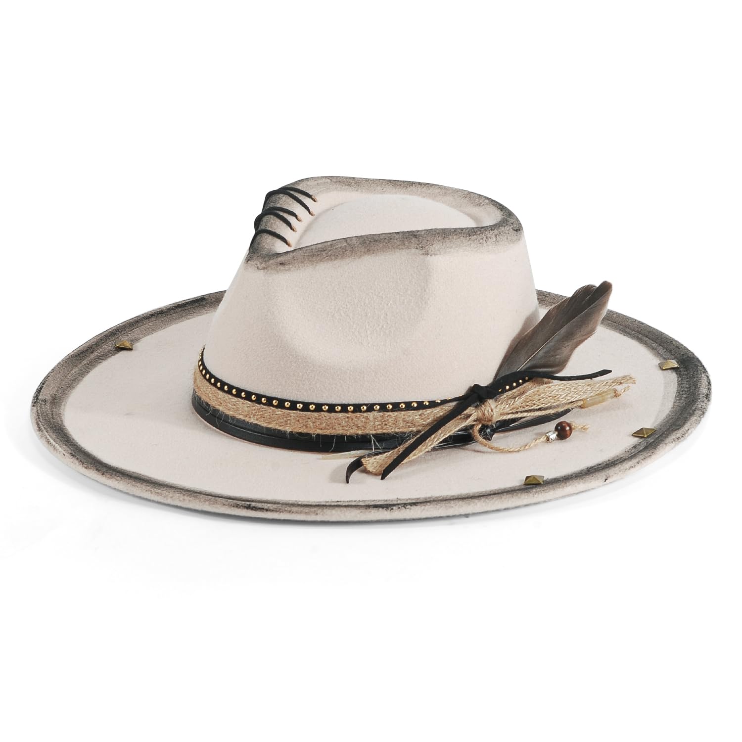 Wide Brim Fedora Hat for Men Women Retro Western Felt Hats