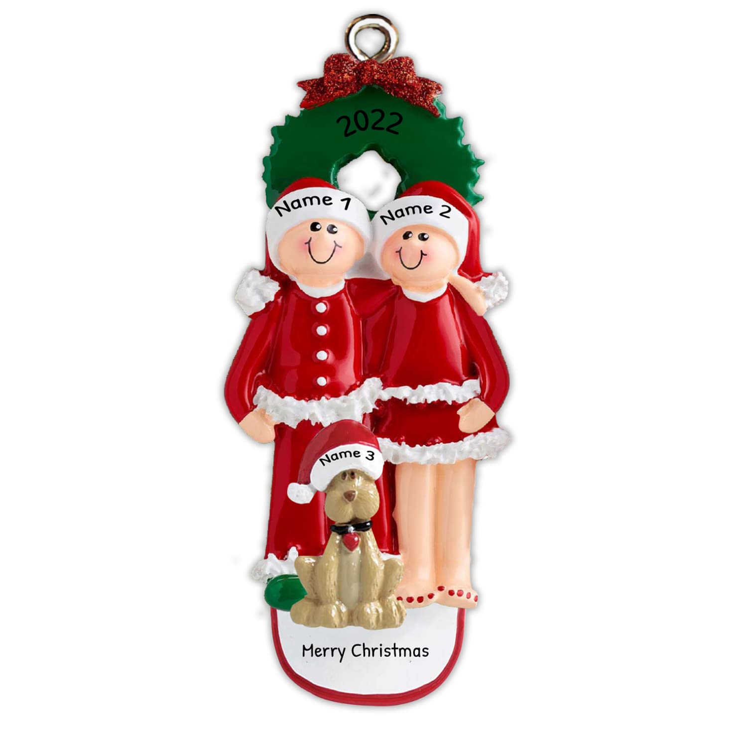 kaululu Personalised Christmas Tree Decorations Wood Pendant Christmas Ornaments with Names for Home,Indoor New Year Gifts (Style 3, Name 3)
