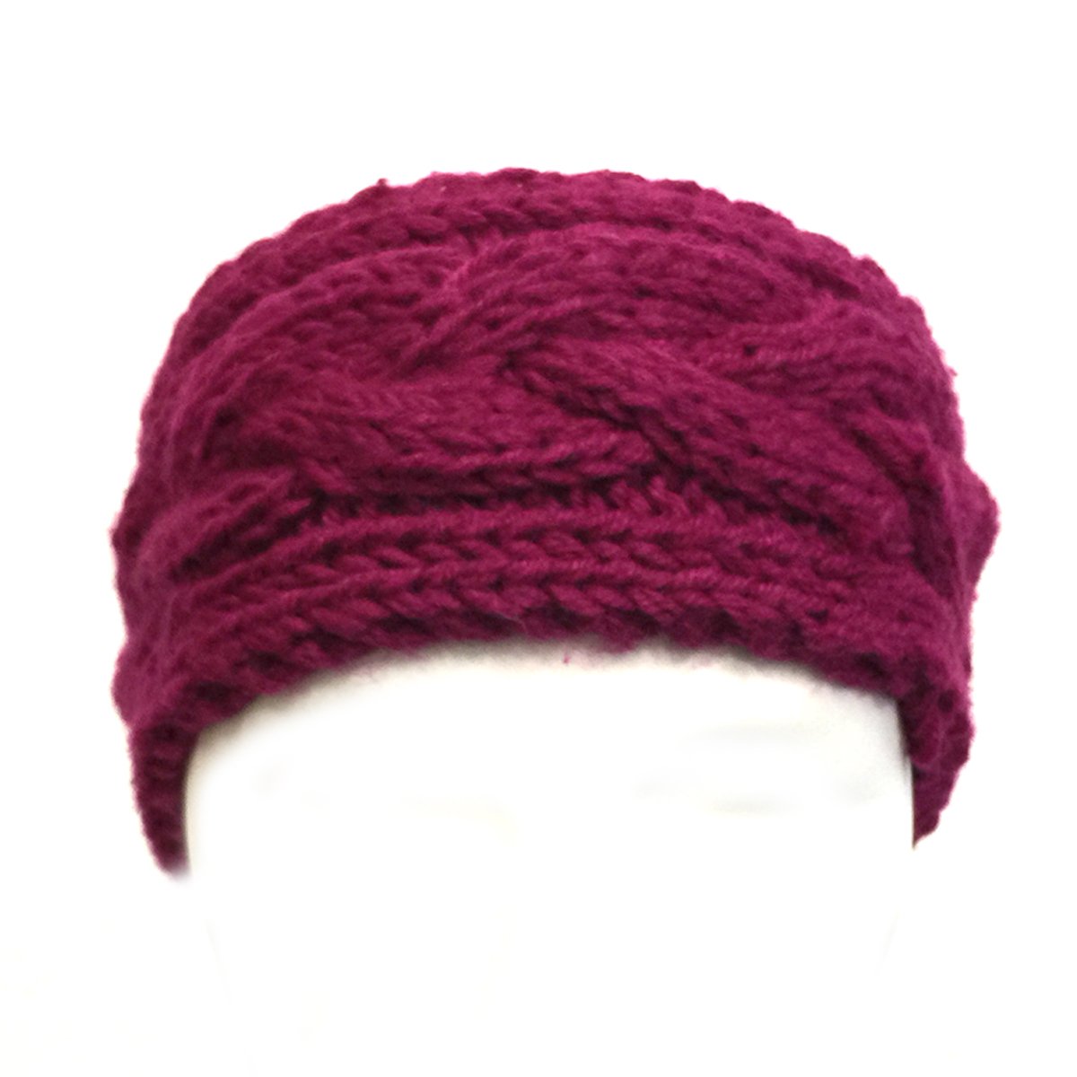 Wrapables Thick Cable Knit Headband for Teens and Girls, Magenta