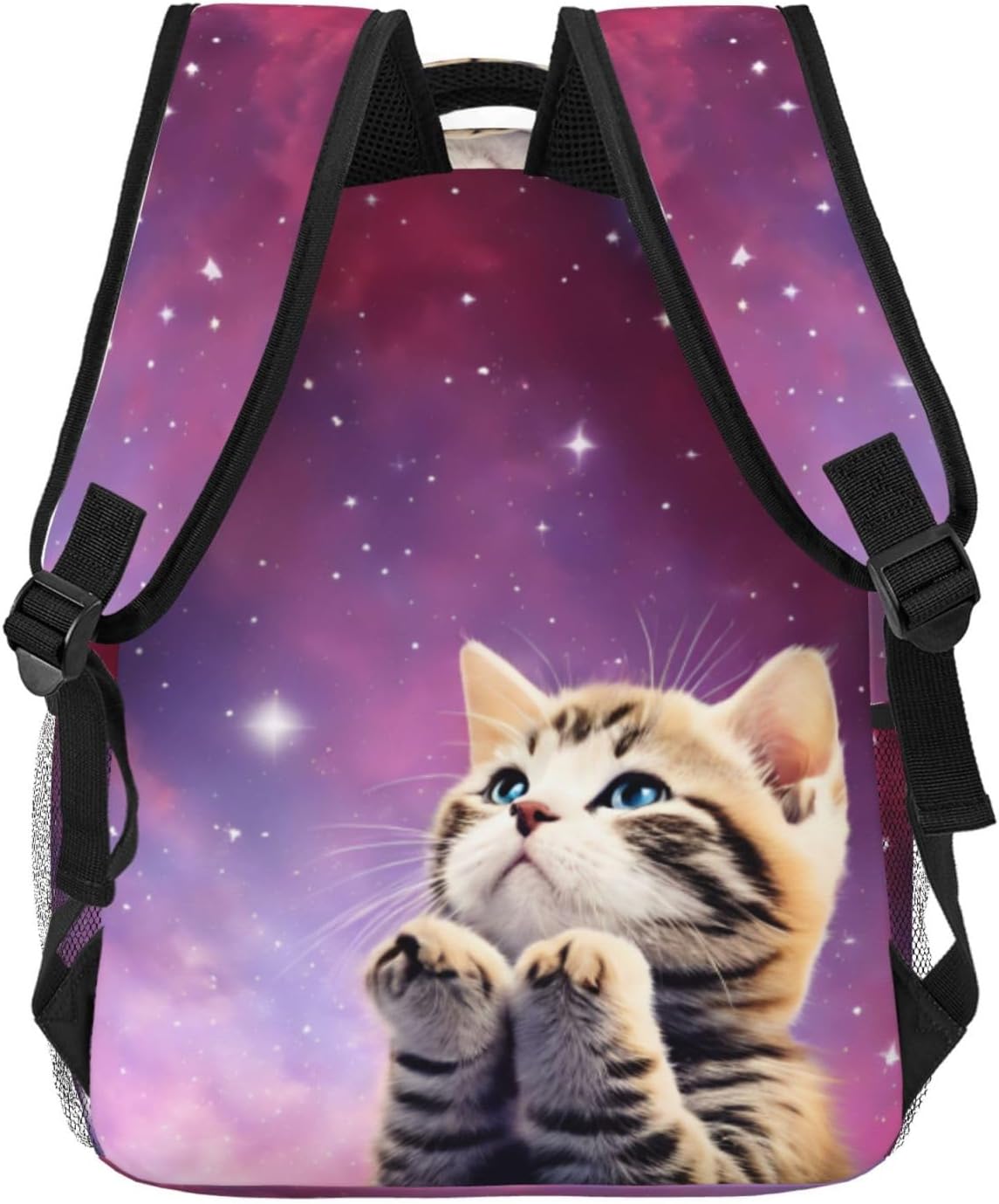 Dujiea 17 Inch Backpack Cute 3d Cat Galaxy Kitty Laptop Backpack School Bookbag Travel Shoulder Bag With Chest Strap