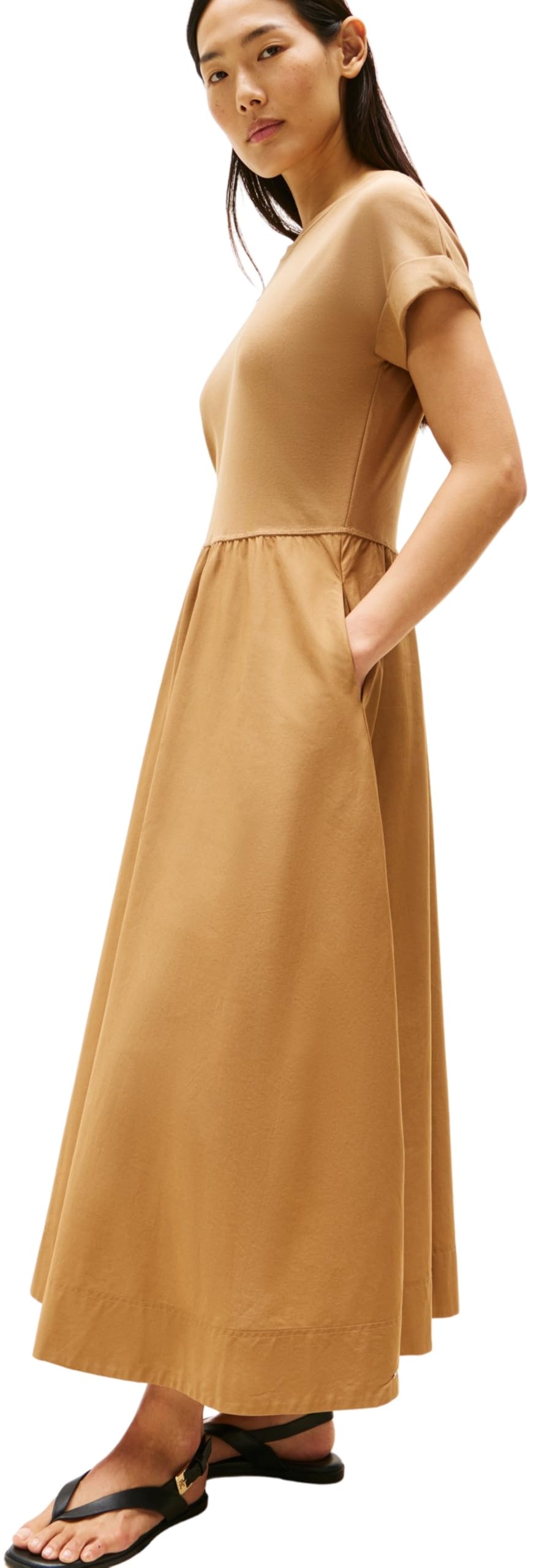 Tommy Hilfiger Modern Cody Midi Mix F&f DRS Ww0ww46711 Vestido Acampanado Mujer (Pack de 1)